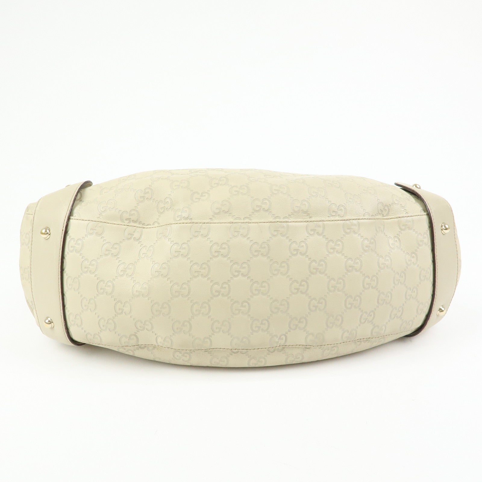 GUCCI Horsebit Guccissima Leather Hand Bag Ivory 137621