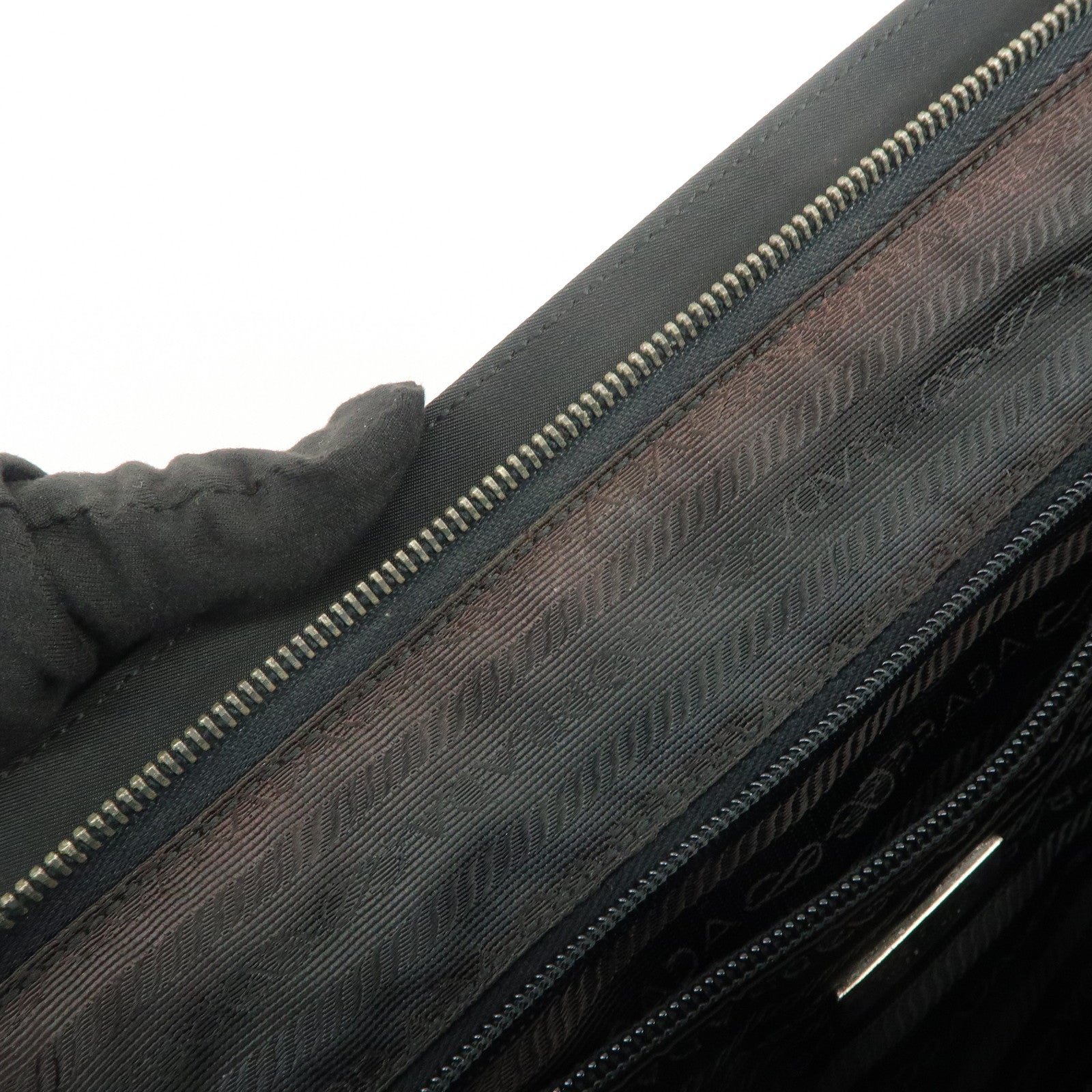 PRADA Triangle Logo Nylon Leather Shoulder Bag Hand Bag Black