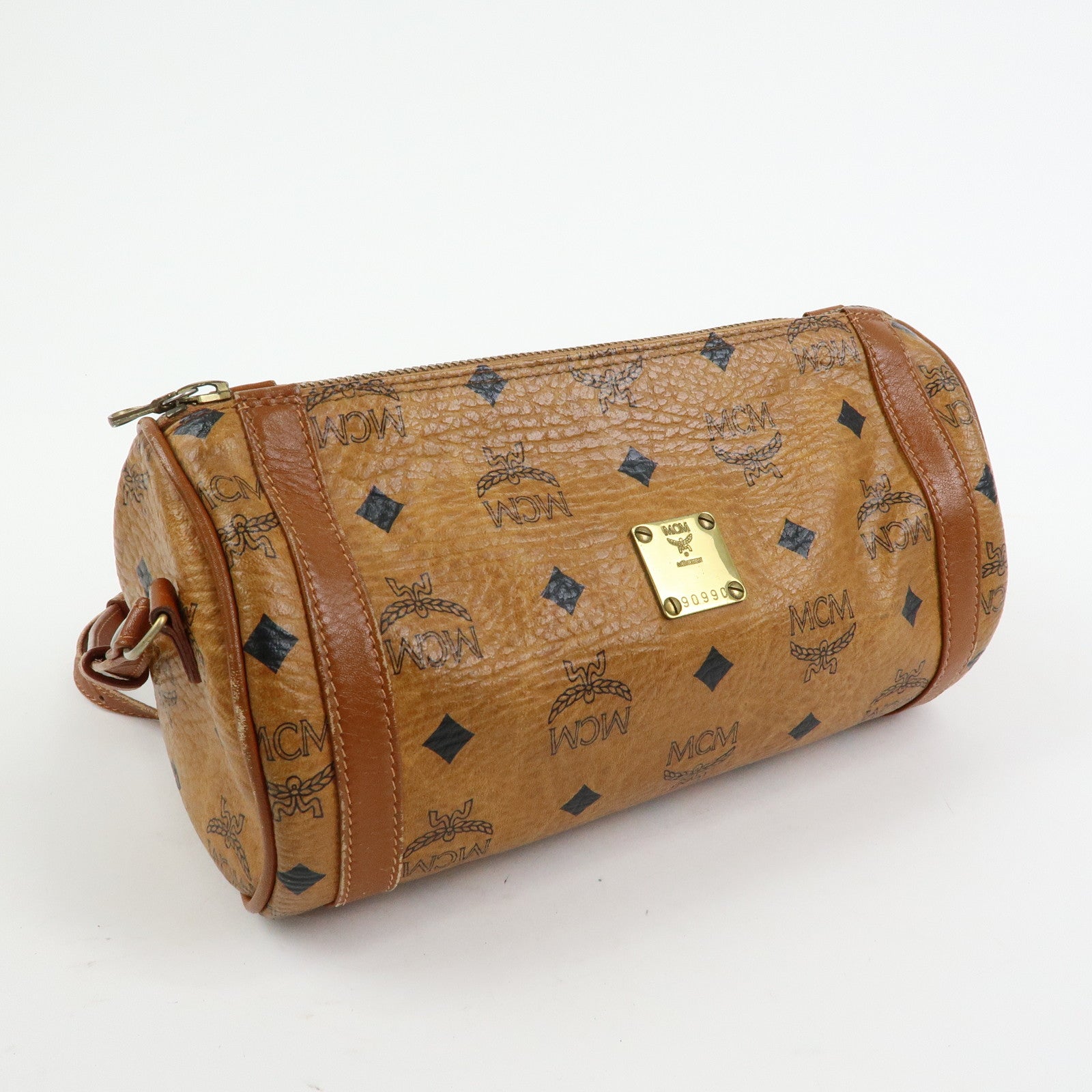 MCM Visetos PVC Leather Shoulder Bag Crossbody Bag Brown