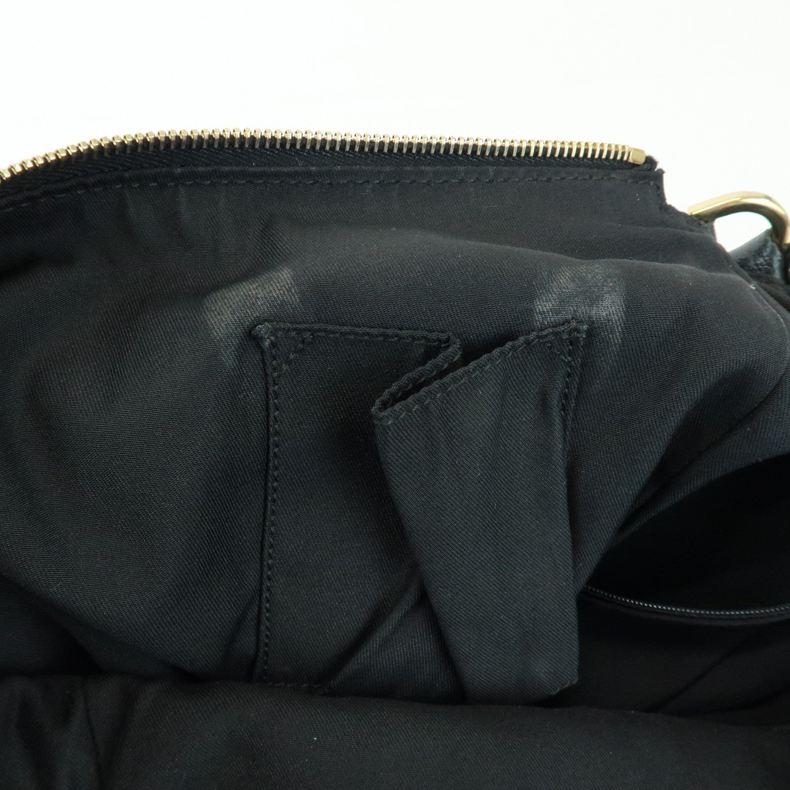 GUCCI GG Canvas Leather Front Pocket Shoulder Hand Bag Black 153025