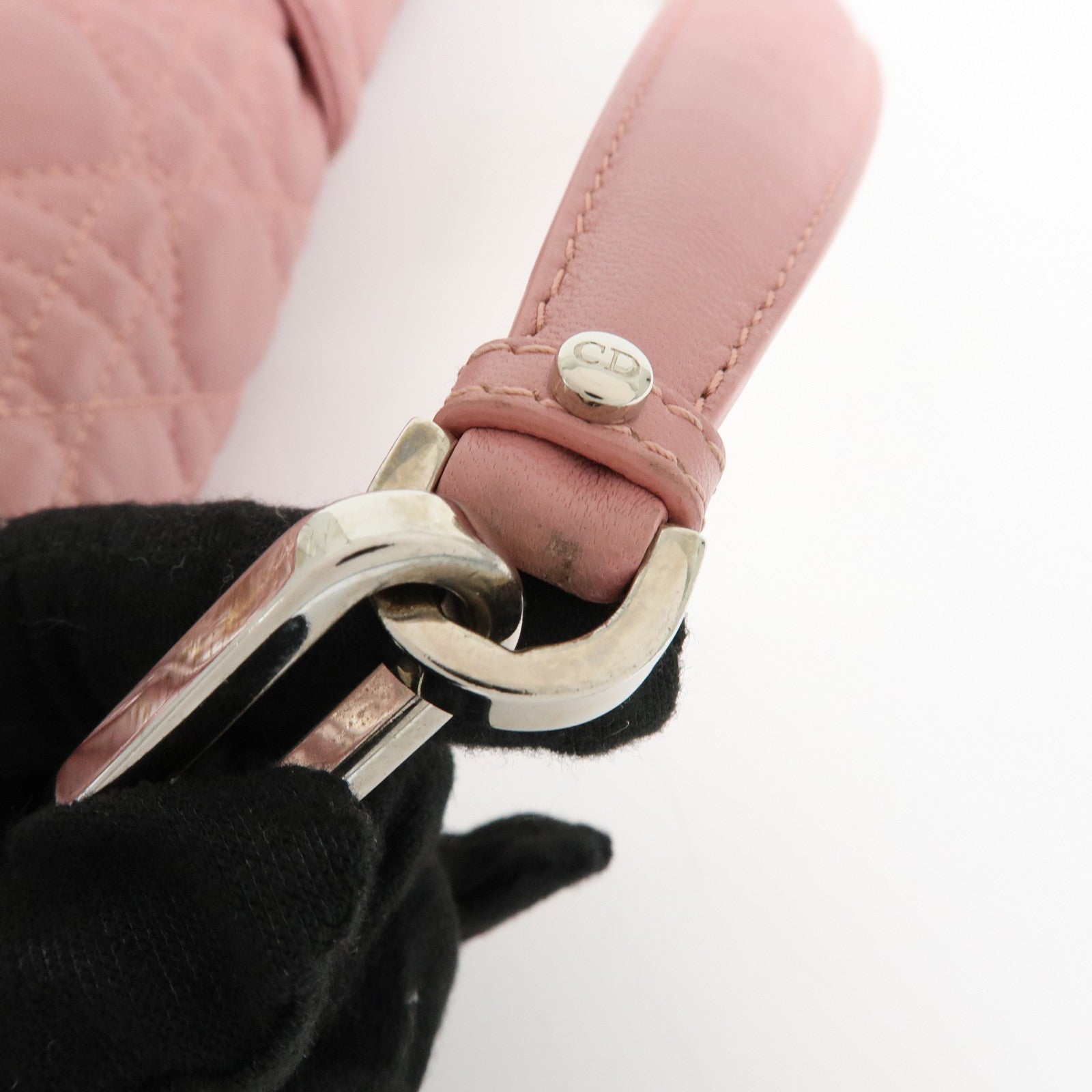 Christian Dior Canage New Lock Lamb Skin Shoulder Bag Hand Bag Pink