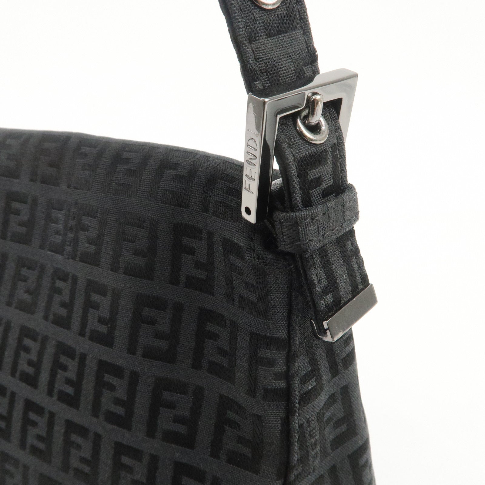 FENDI Mamma Baguette Zucchino Leather Canvas Shoulder Bag 8BR001