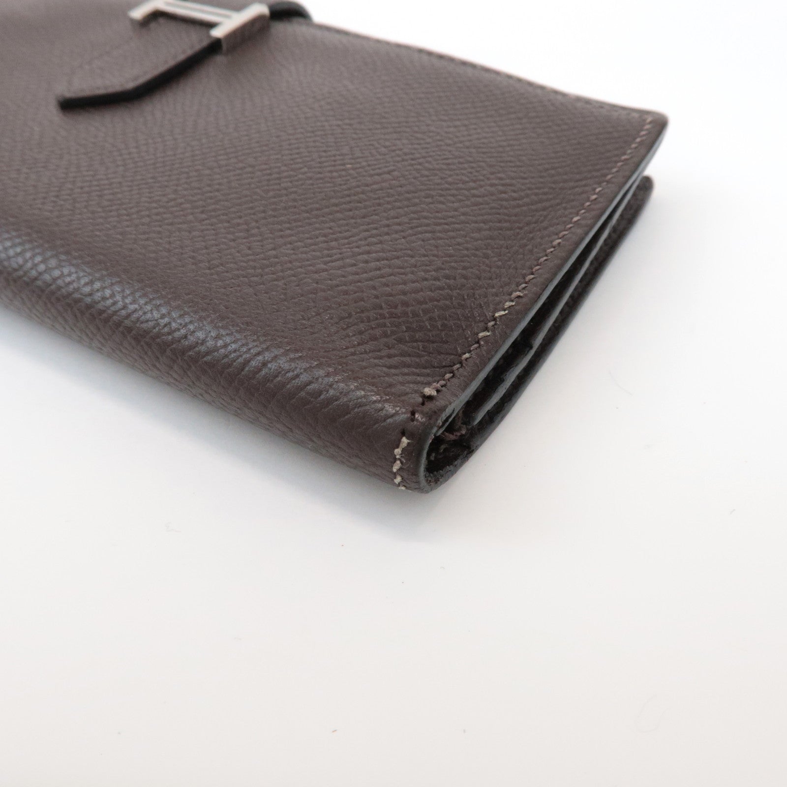 HERMES Veau Epsom Leather Bテゥarn Soufflet Long Wallet Chocolat