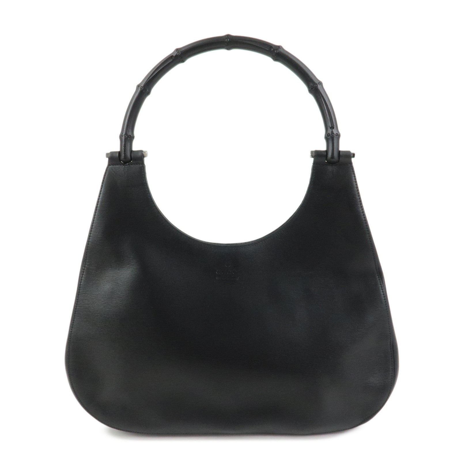 GUCCI Bamboo Leather Shoulder Bag Hand Bag Black 001.3760