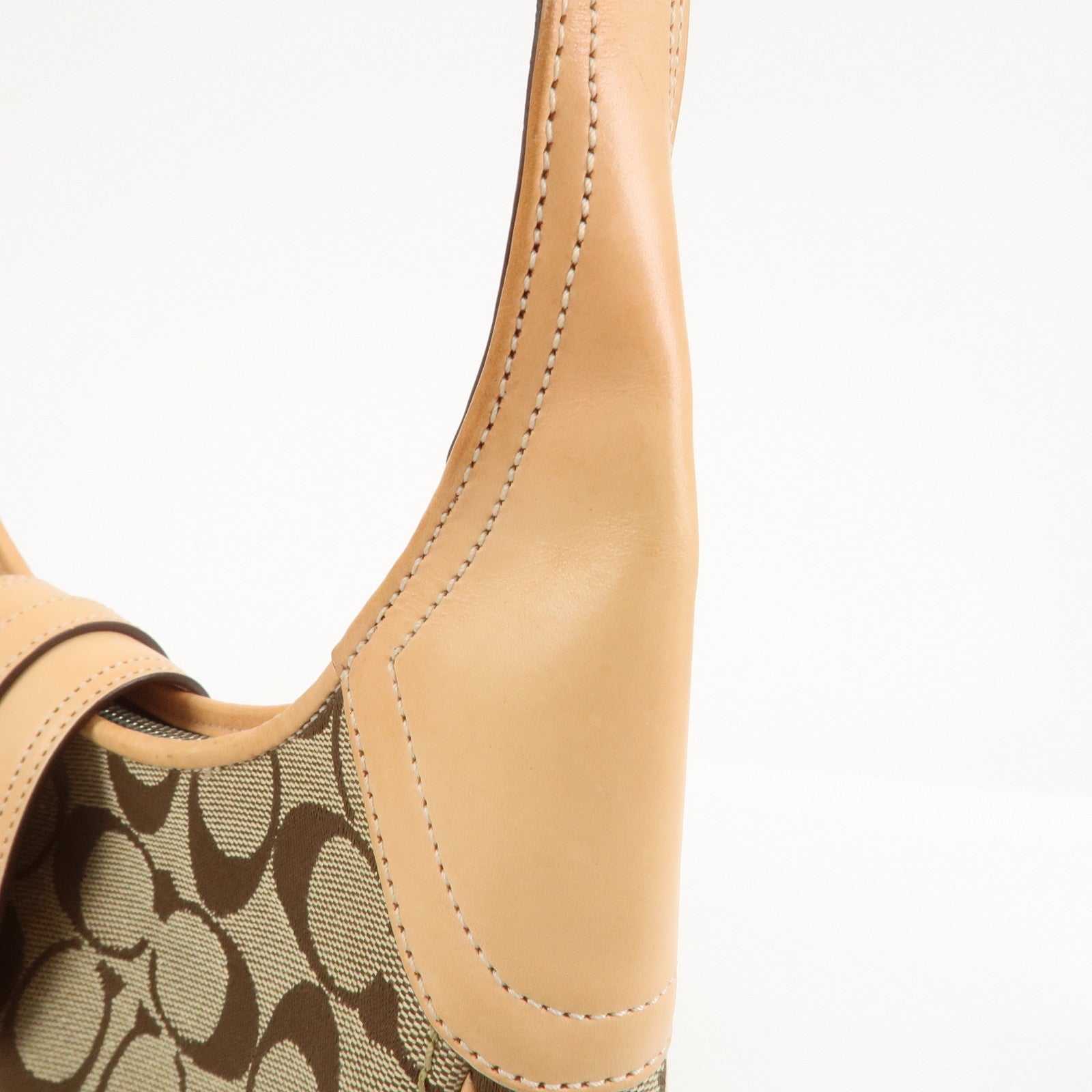 COACH Signature Canvas Leather Shoulder Bag Hand Bag Beige