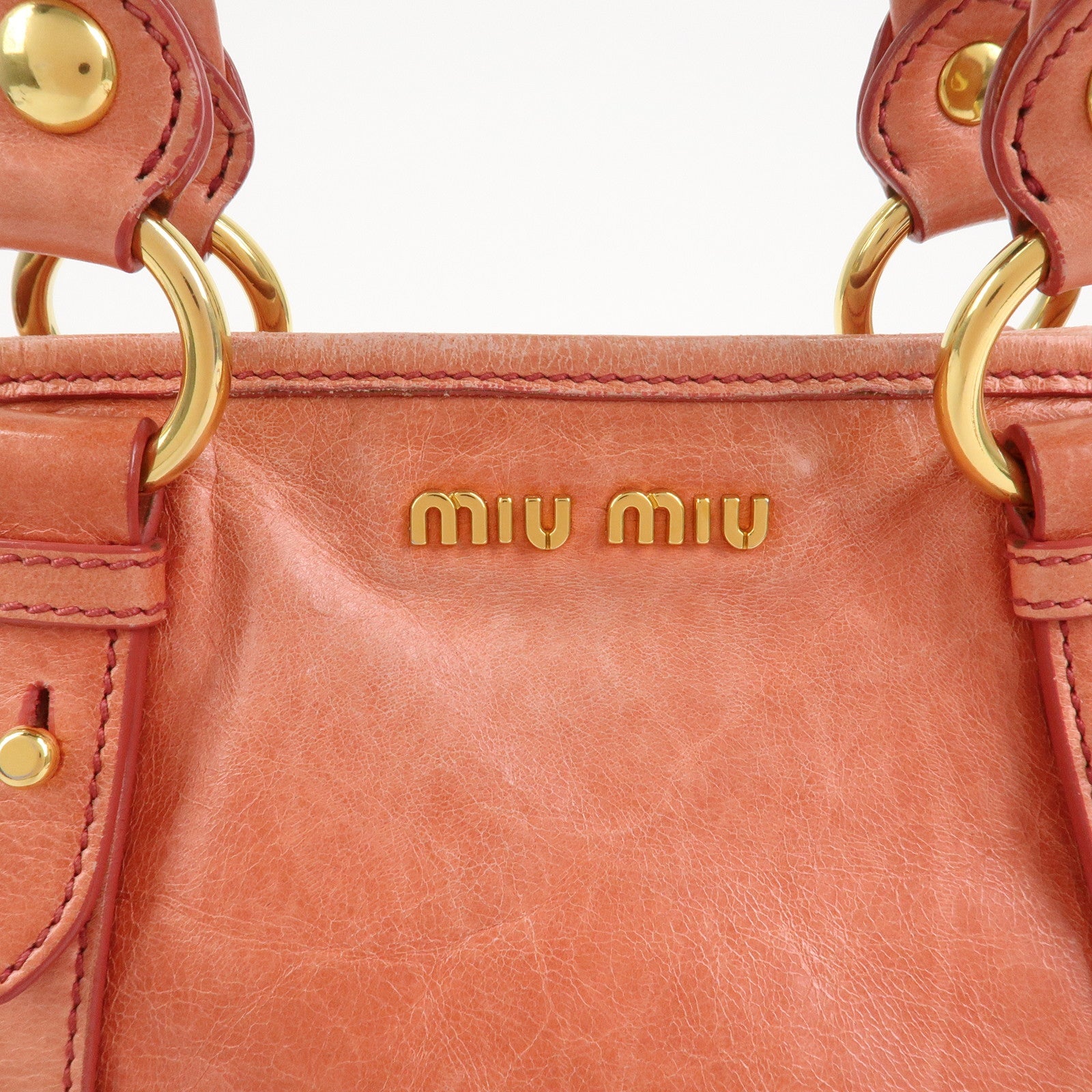 MIU MIU Leather 2Way Bag Hand Bag Shoulder Bag Crossbody Bag Pink