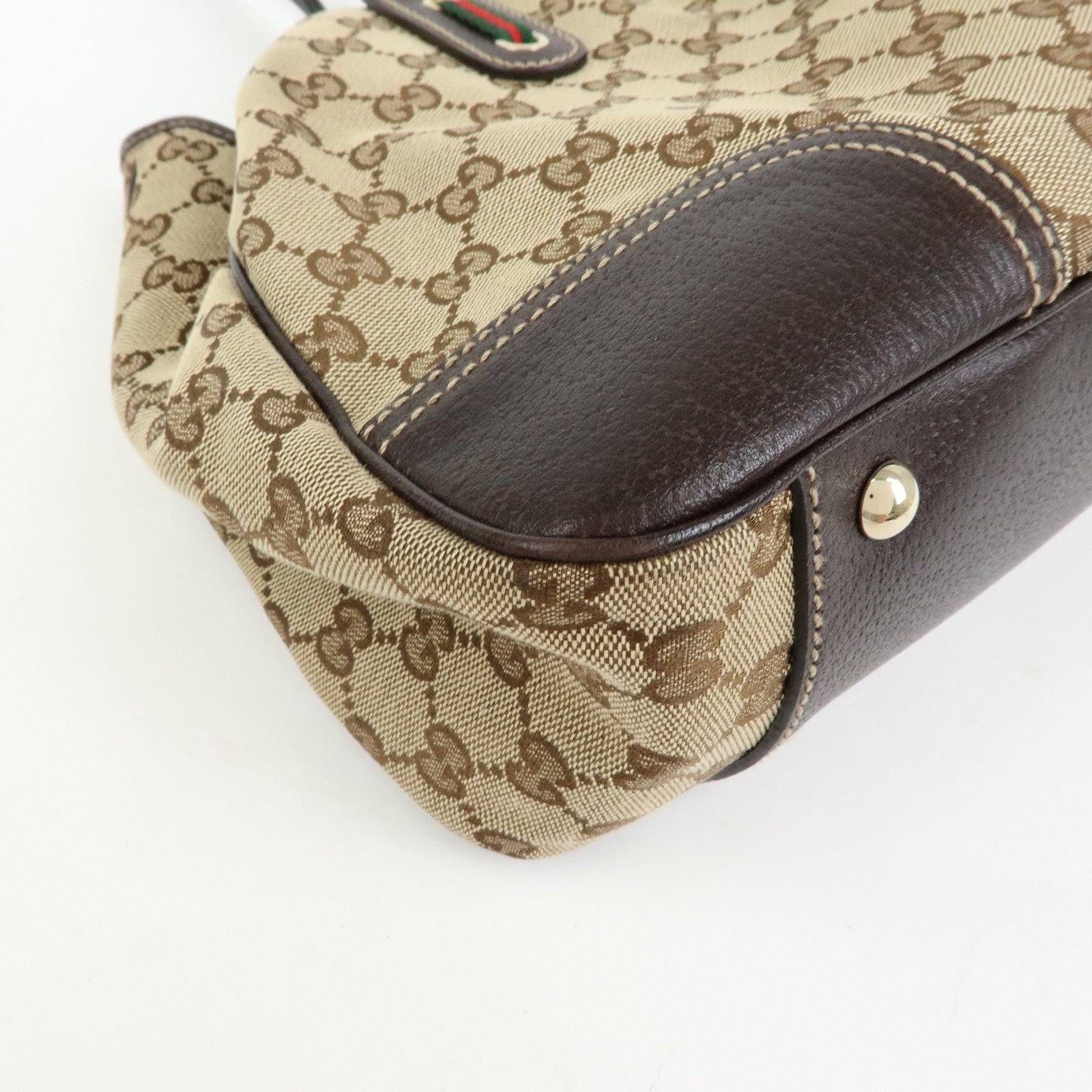 GUCCI Princy Sherry GG Canvas Leather Tote Bag Hand Bag 163805