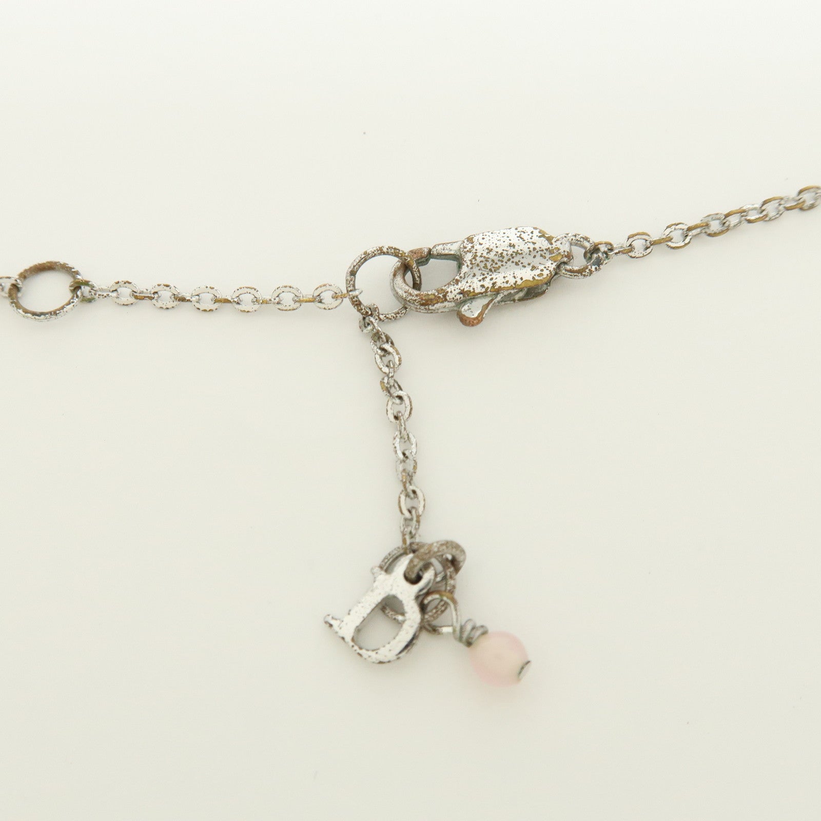 Christian Dior Logo Metal Necklace Heart Motif