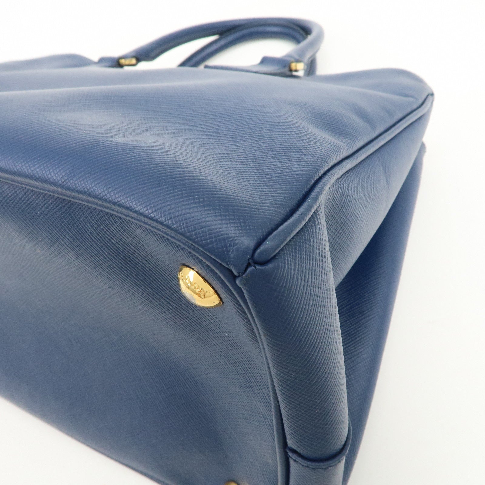 PRADA Triangle Logo Saffiano Leather 2Way Bag Shoulder Bag Blue