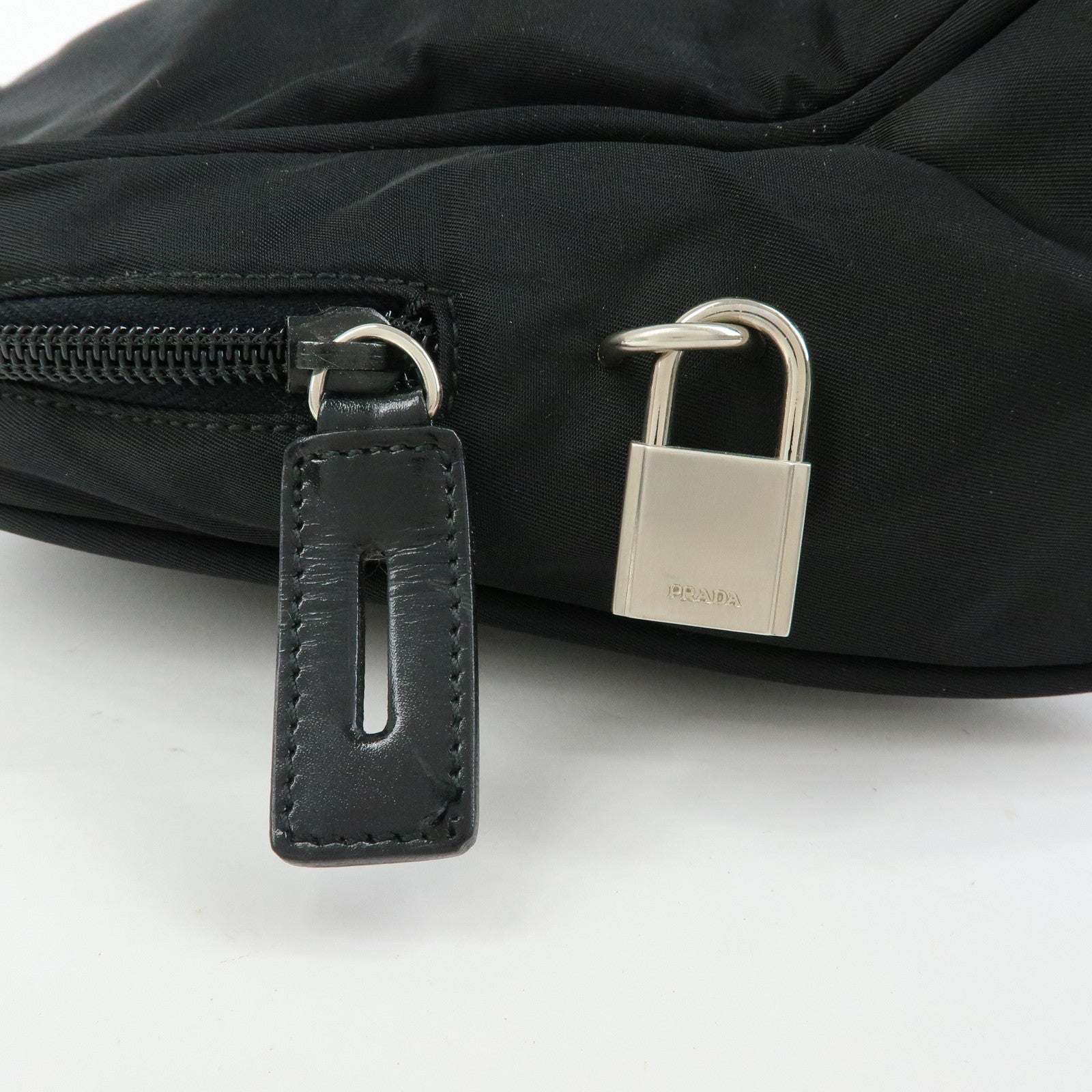 PRADA Triangle Logo Nylon Hand Bag Mini Tote Bag Black B8495