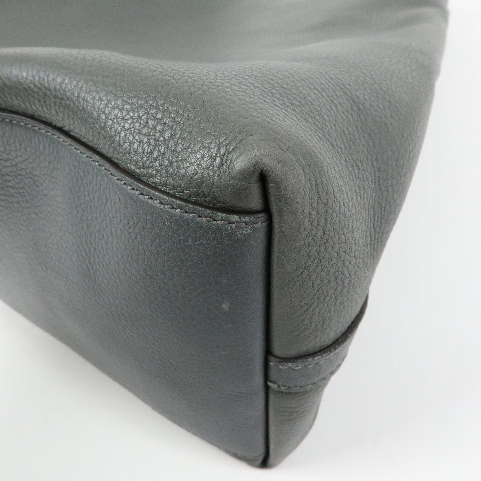 GUCCI Logo Leather Tote Bag Shoulder Bag Gray 380118