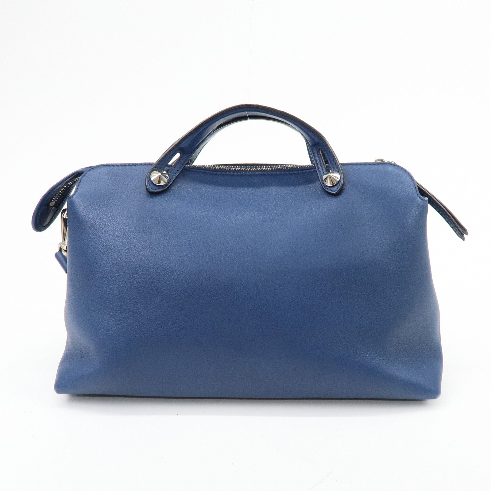 FENDI By The Way Leather 2Way Bag Hand Bag Shoulder Bag Blue 8BL124