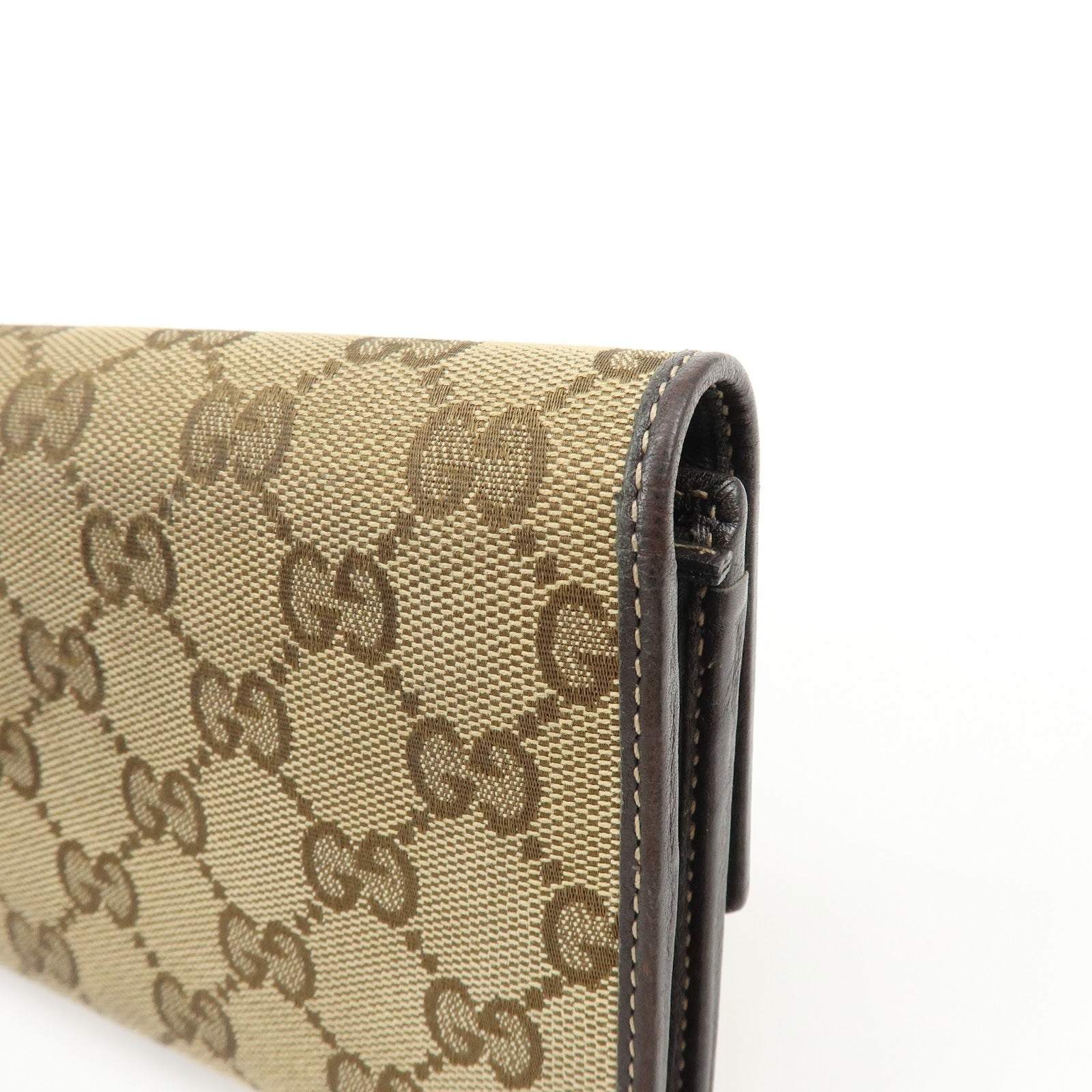 GUCCI Lovely Heart GG Canvas Leather Long Wallet Brown 251861