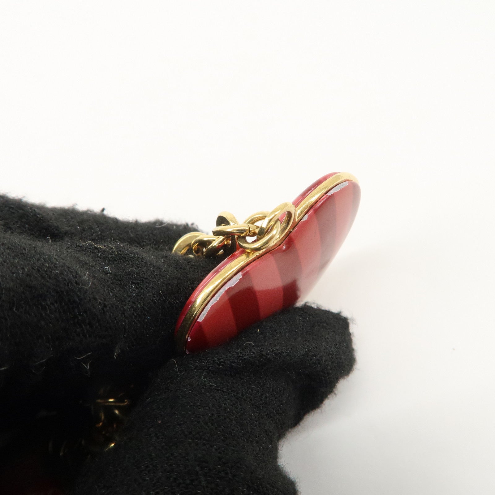 Louis Vuitton Porte Cles Coeur Rayures Bag Charm Red M66476 Used