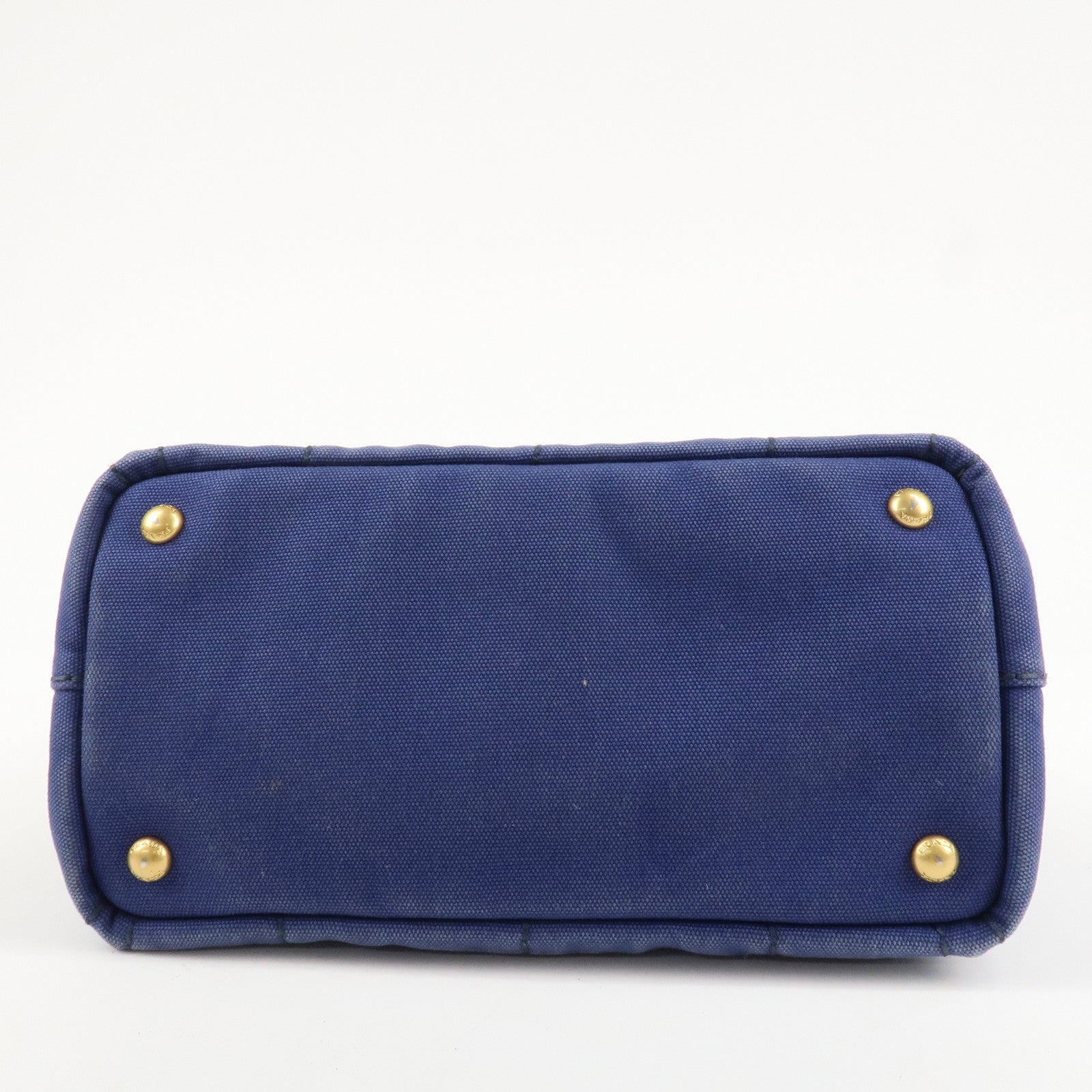 PRADA Logo Canapa Canvas 2Way Tote Bag Hand Bag Navy B2642B Used