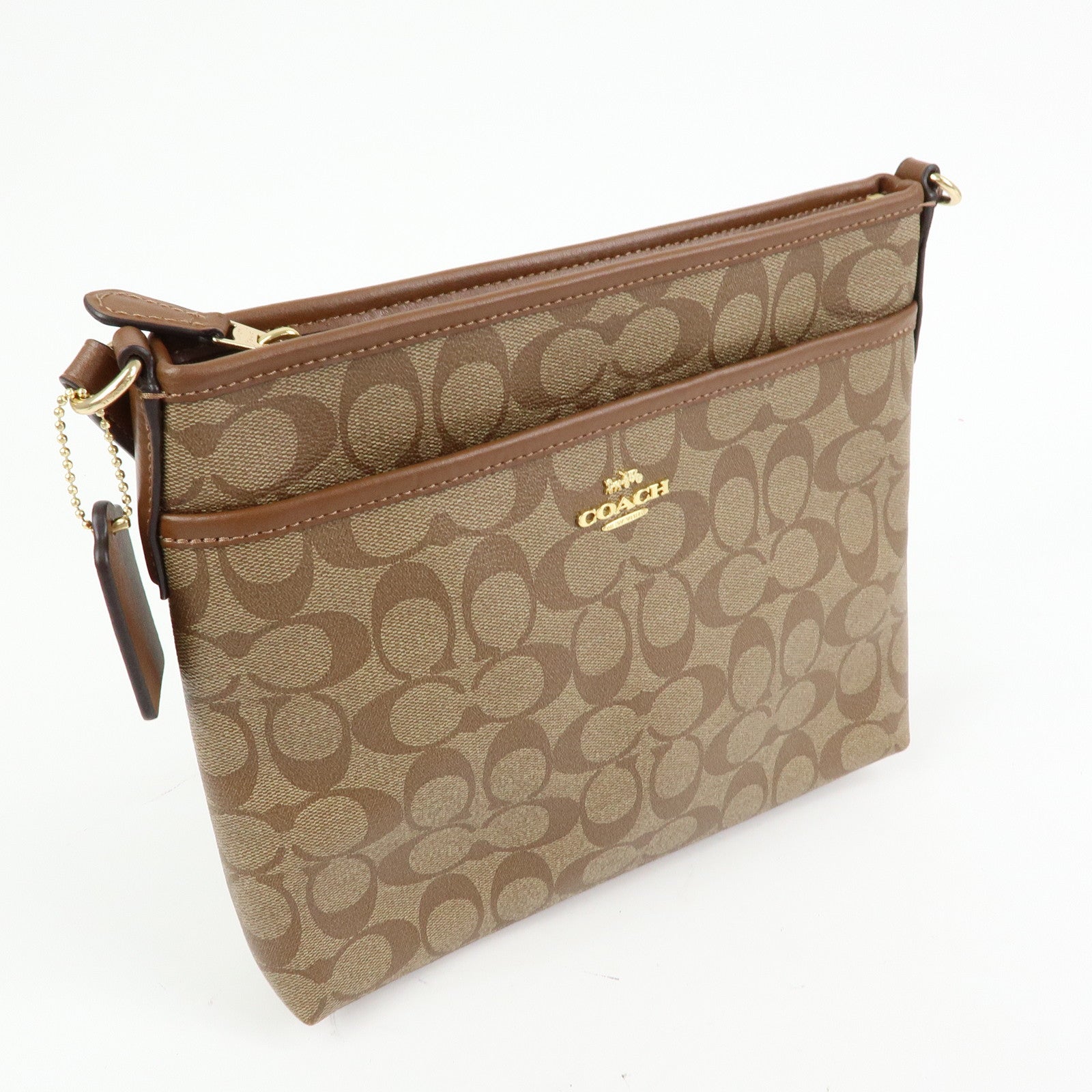 COACH Signature PVC Leather Shoulder Bag Crossbody Bag Brown