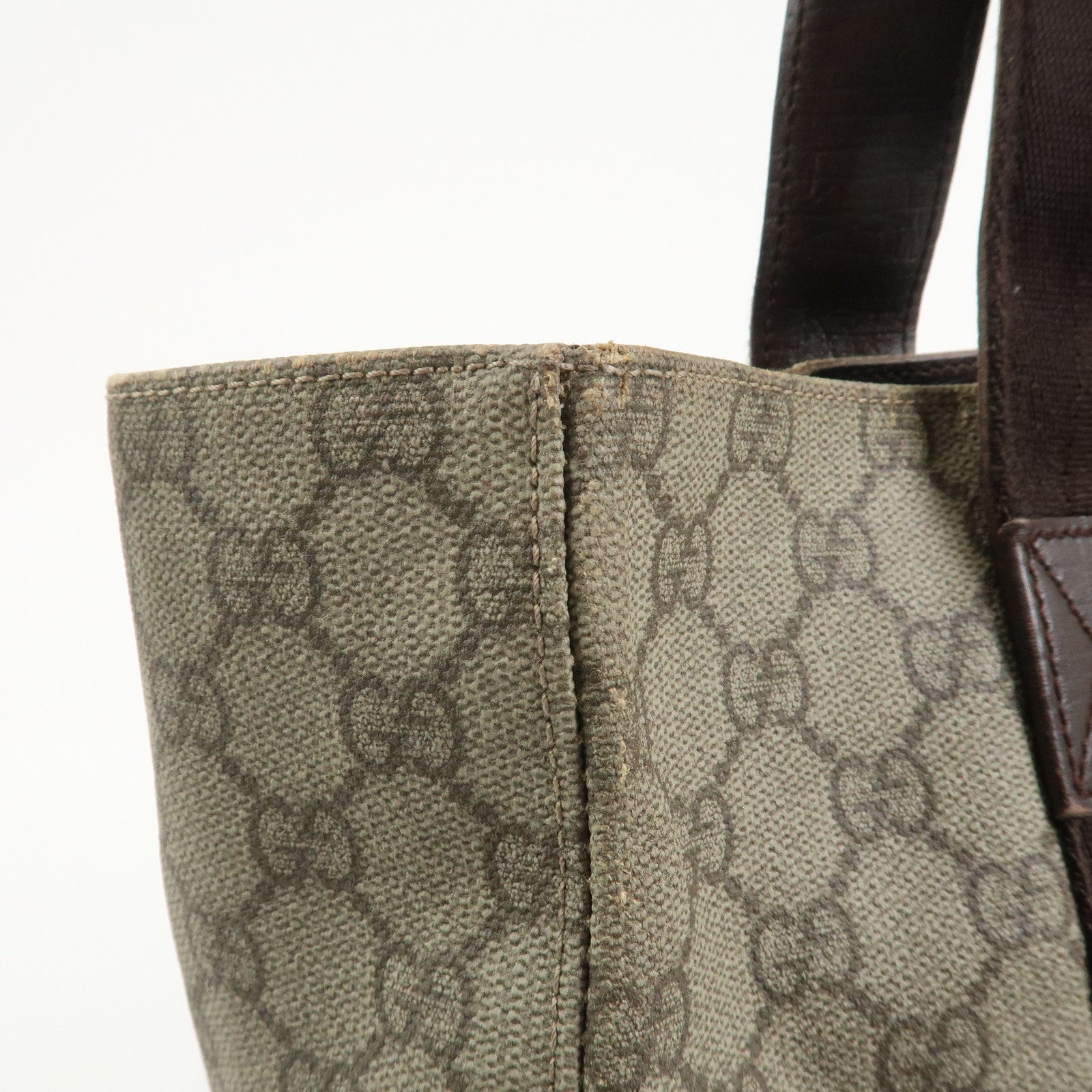GUCCI GG Supreme Leather Tote Bag Hand Bag Beige Brown 141624