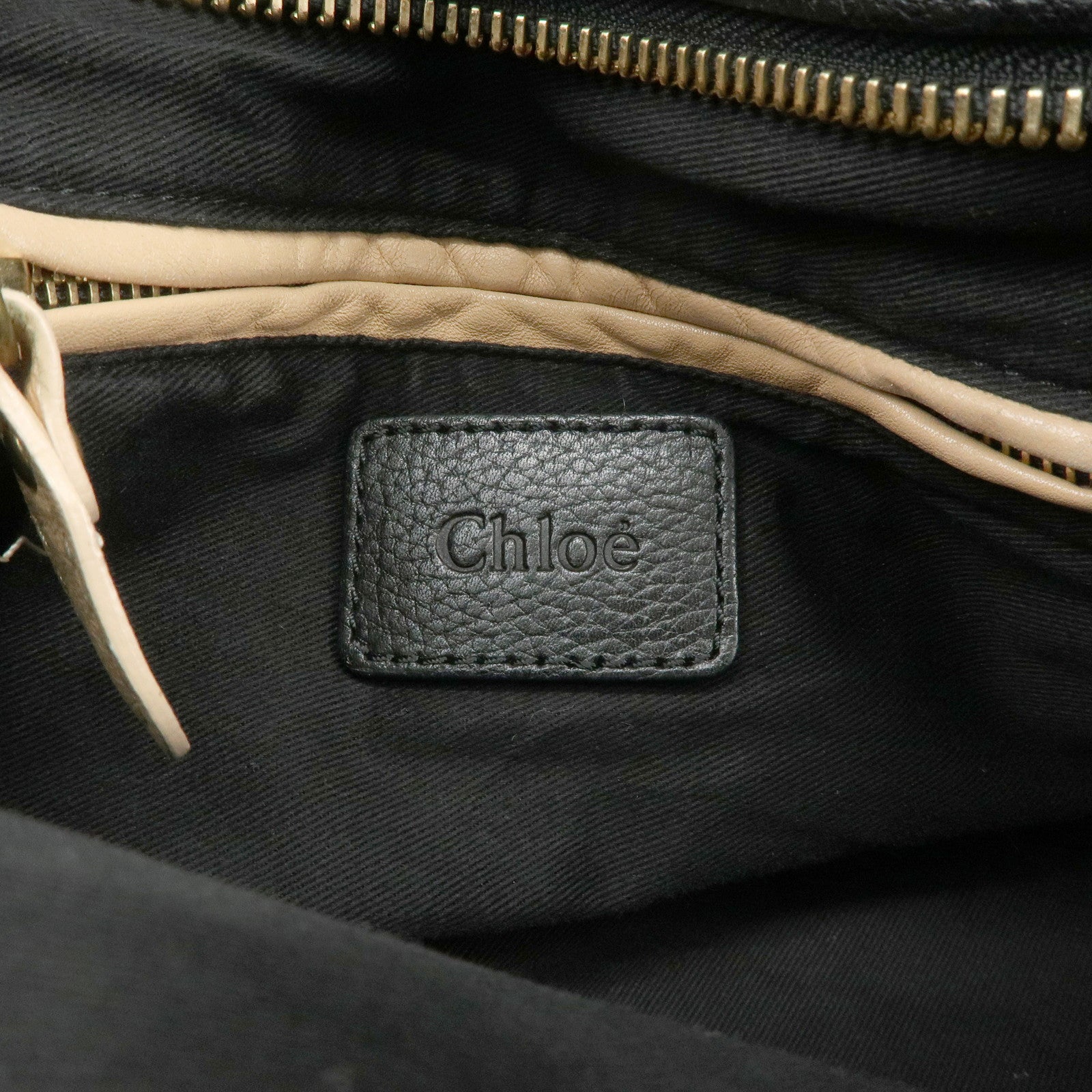 Chloe Paraty Logo Leather 2WAY Bag Shoulder Bag Hand Bag Black
