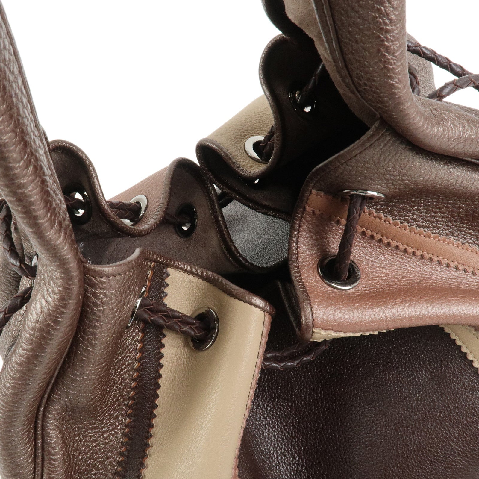 LOEWE Tassel Panel 2Way Bag Hand Bag Initial Y.O Stamped Brown