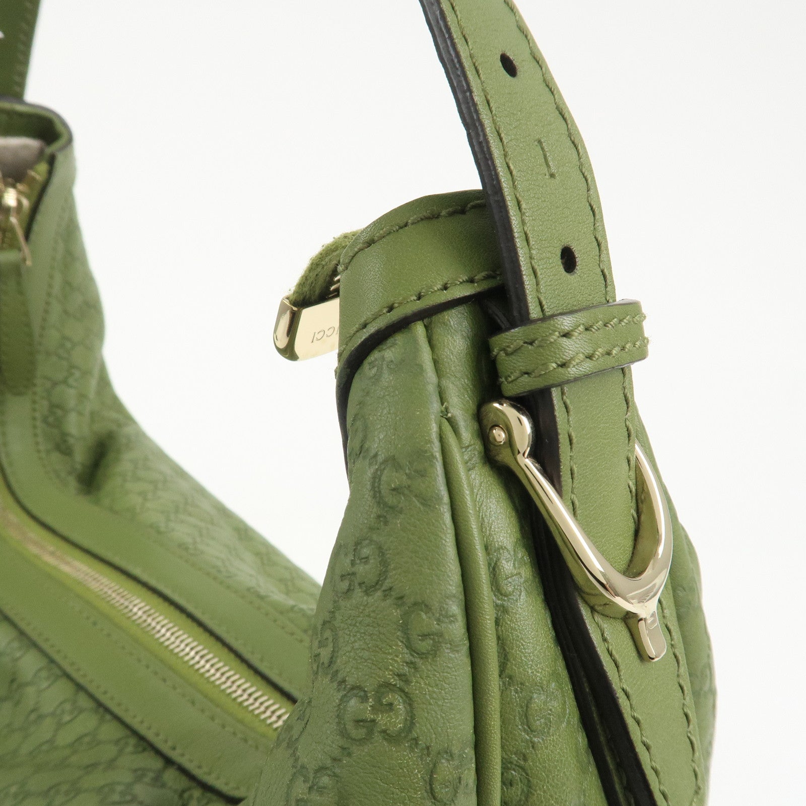 GUCCI Micro Guccissima Leather Shoulder Bag Hand Bag Green 309618