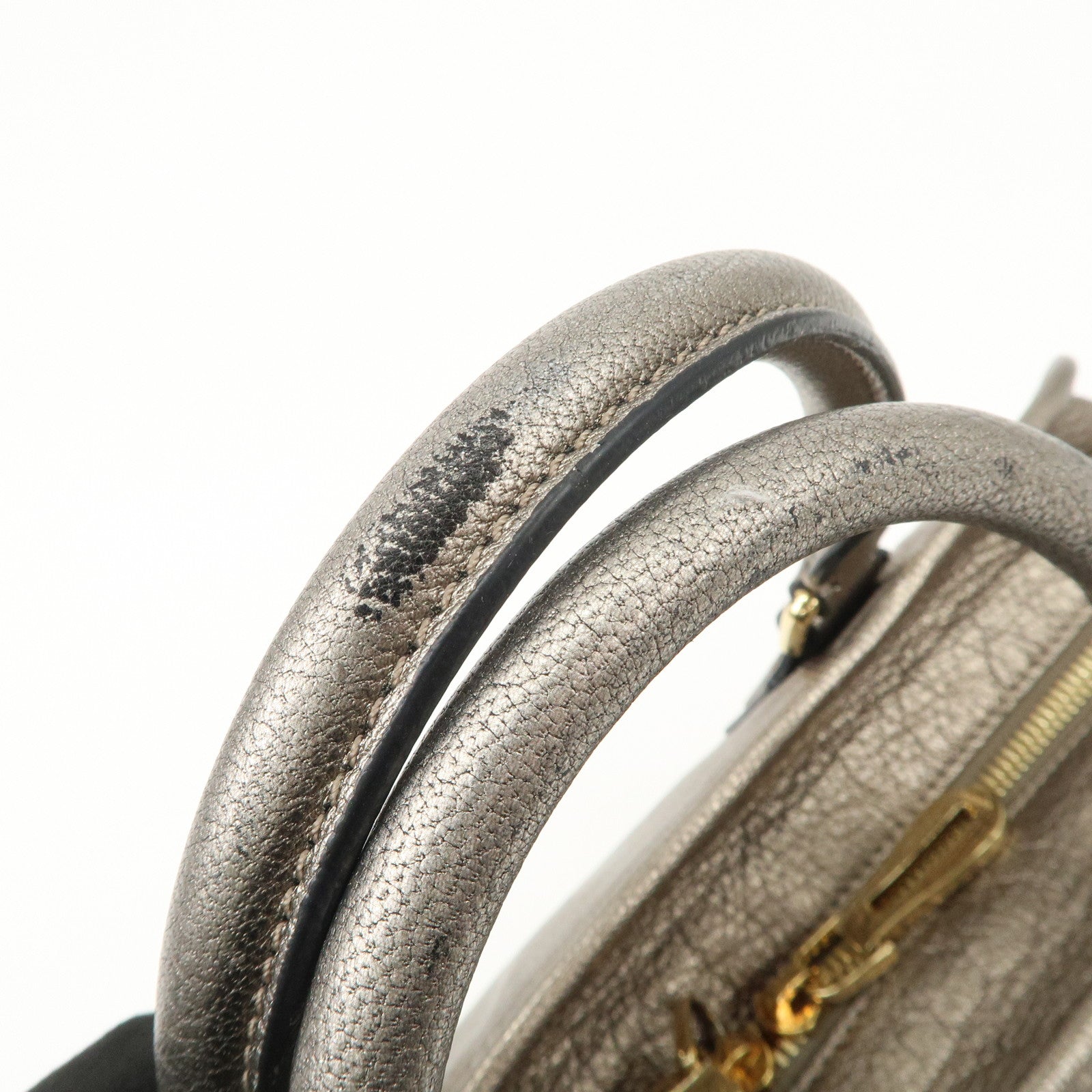 LOEWE Anagram Amazona 28 Leather Hand Bag Gold Used