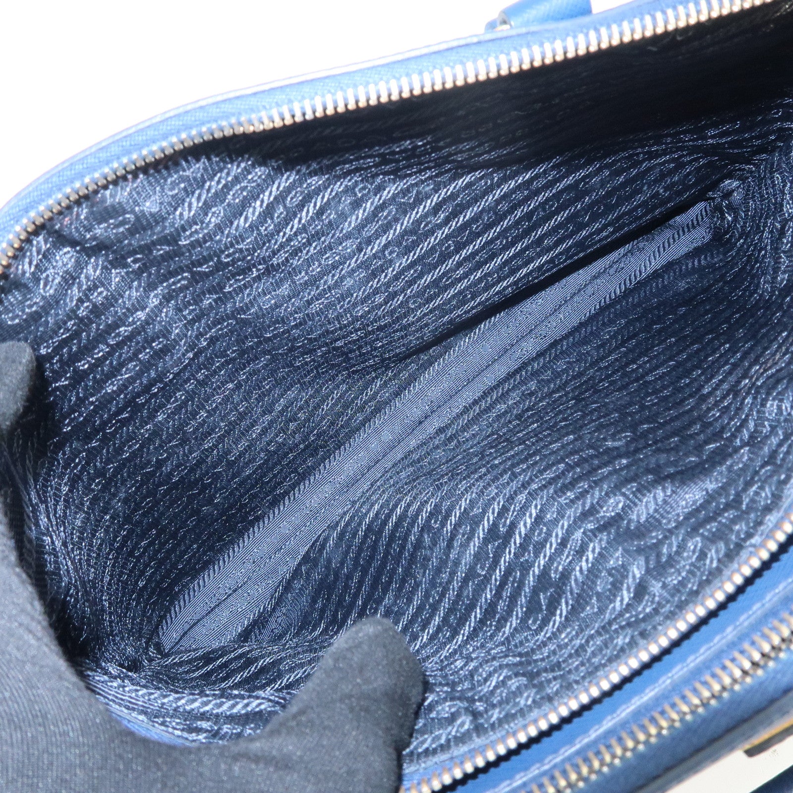 PRADA Triangle Logo Saffiano Leather 2Way Bag Shoulder Bag Blue