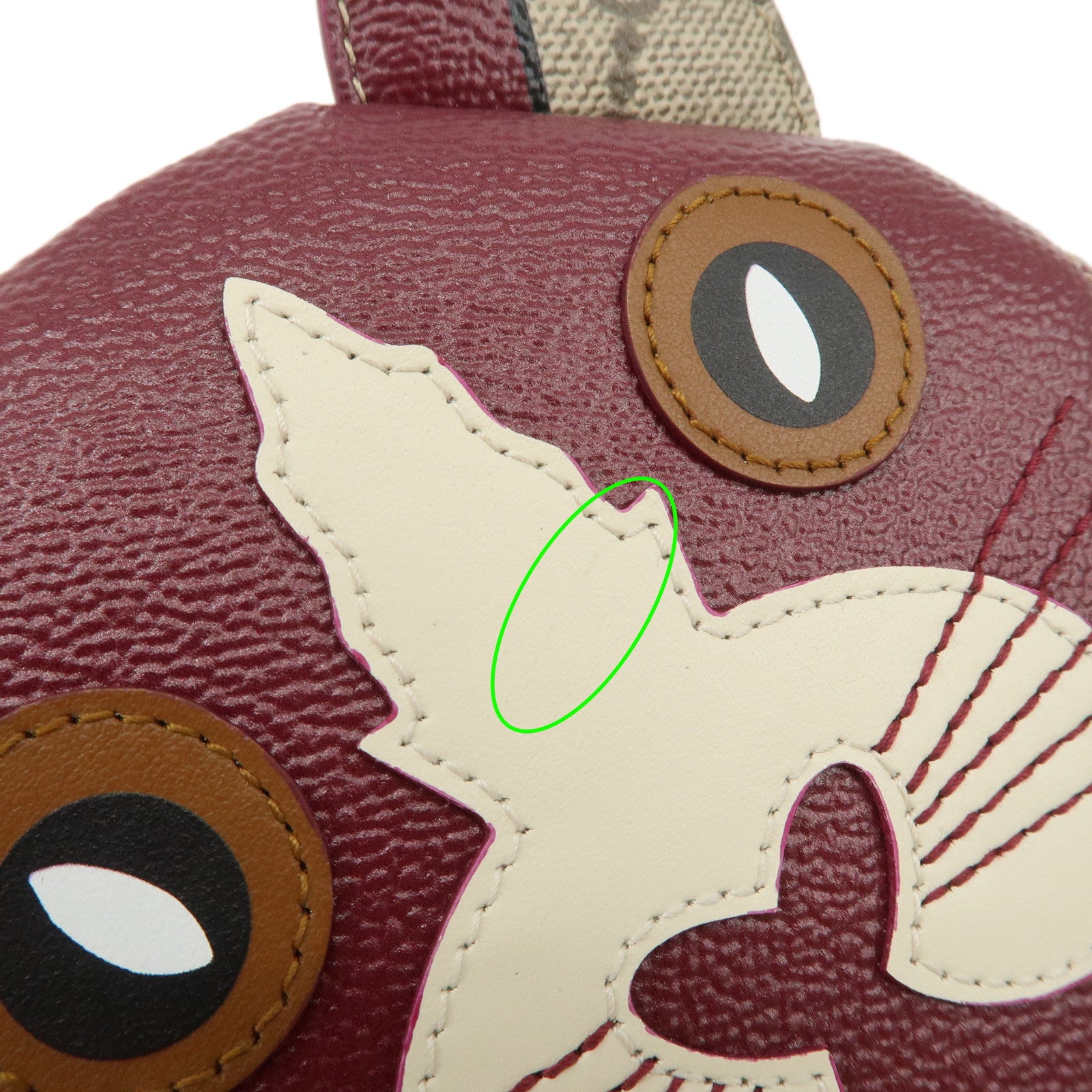 GUCCI GG Supreme Leather Cat Shape Coin Case Beige Bordeaux 818766 Used