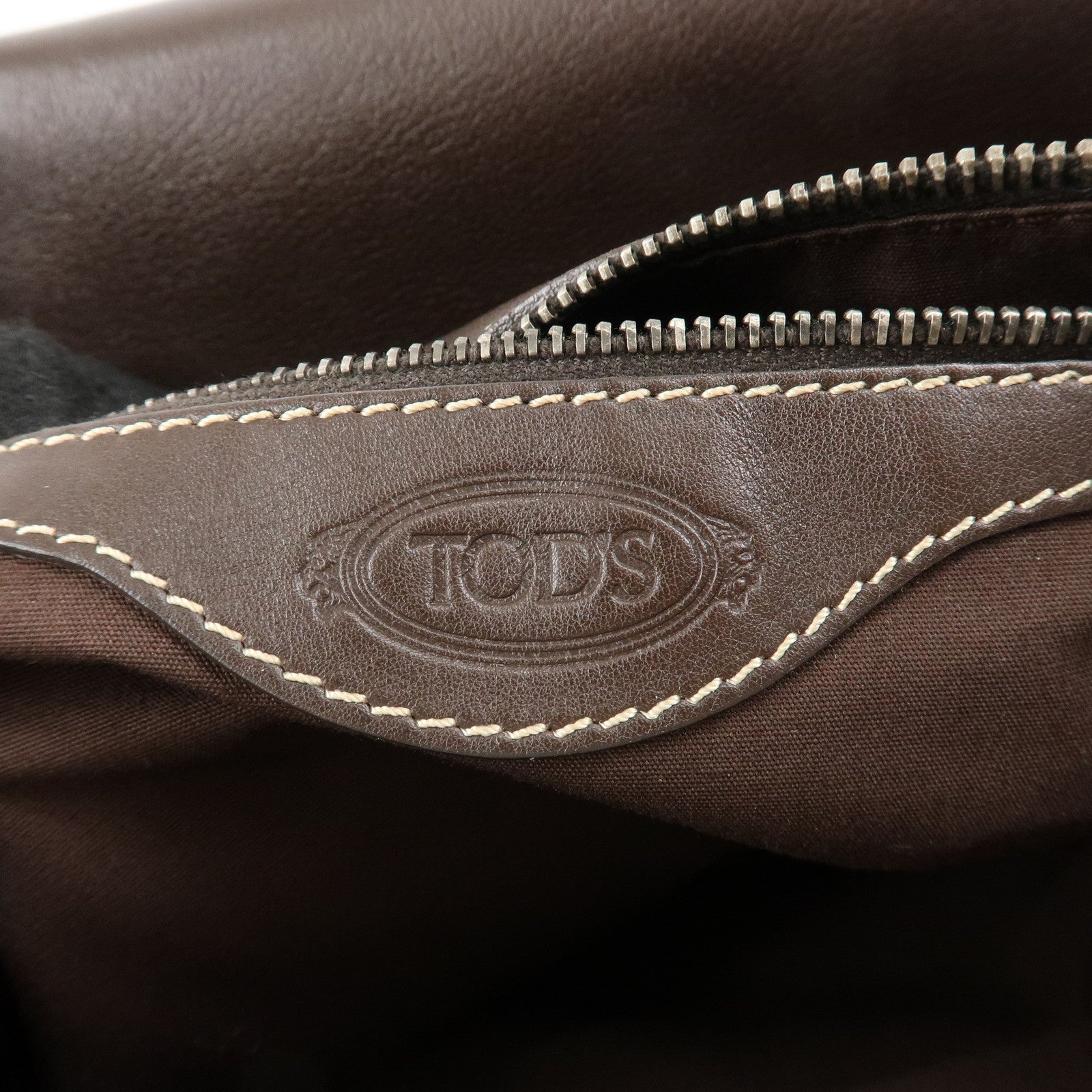 TOD'S Leather Shoulder Bag Hand Bag Brown Used