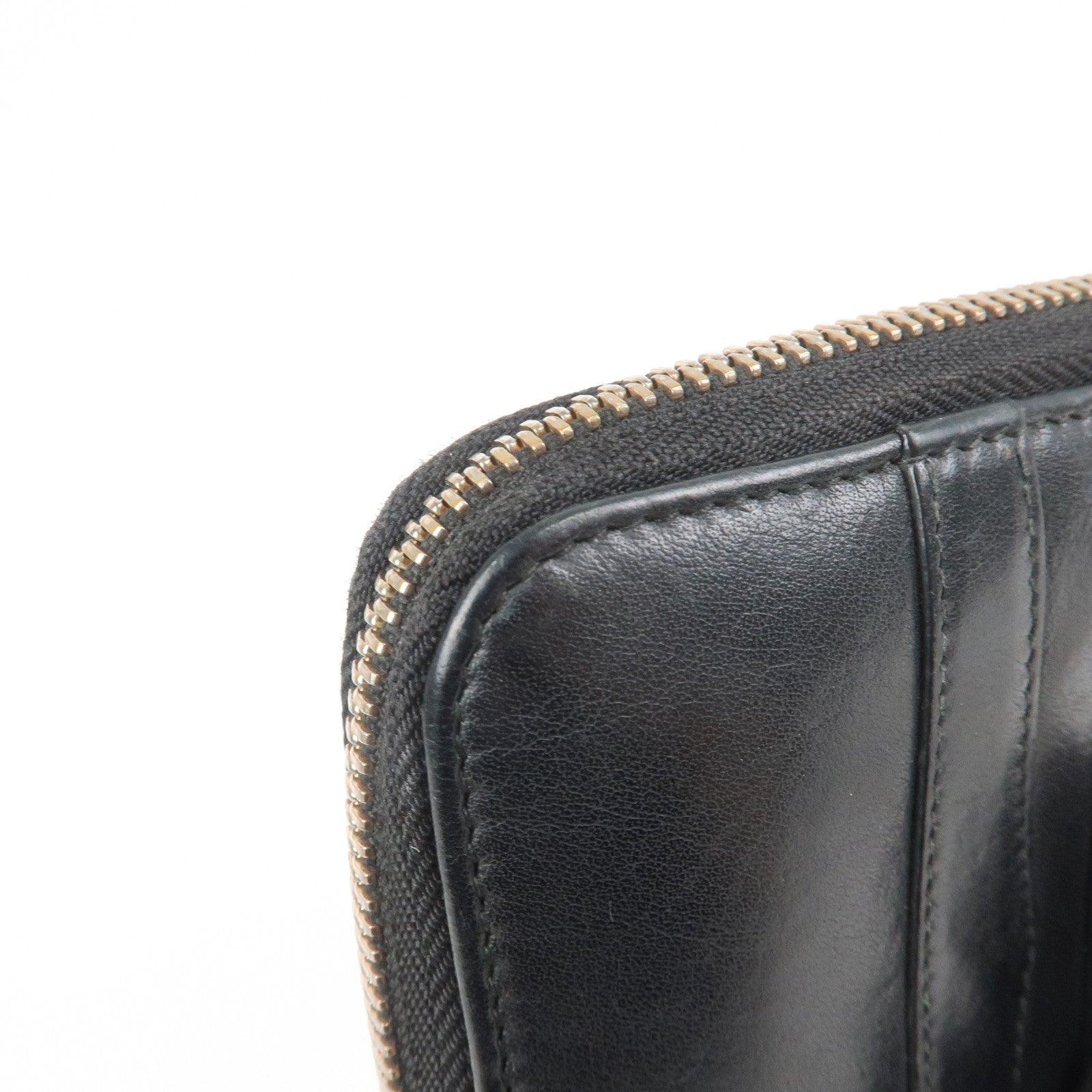 BVLGARI B-zero 1 Leather Zip Around Bi-fold Long Wallet Black