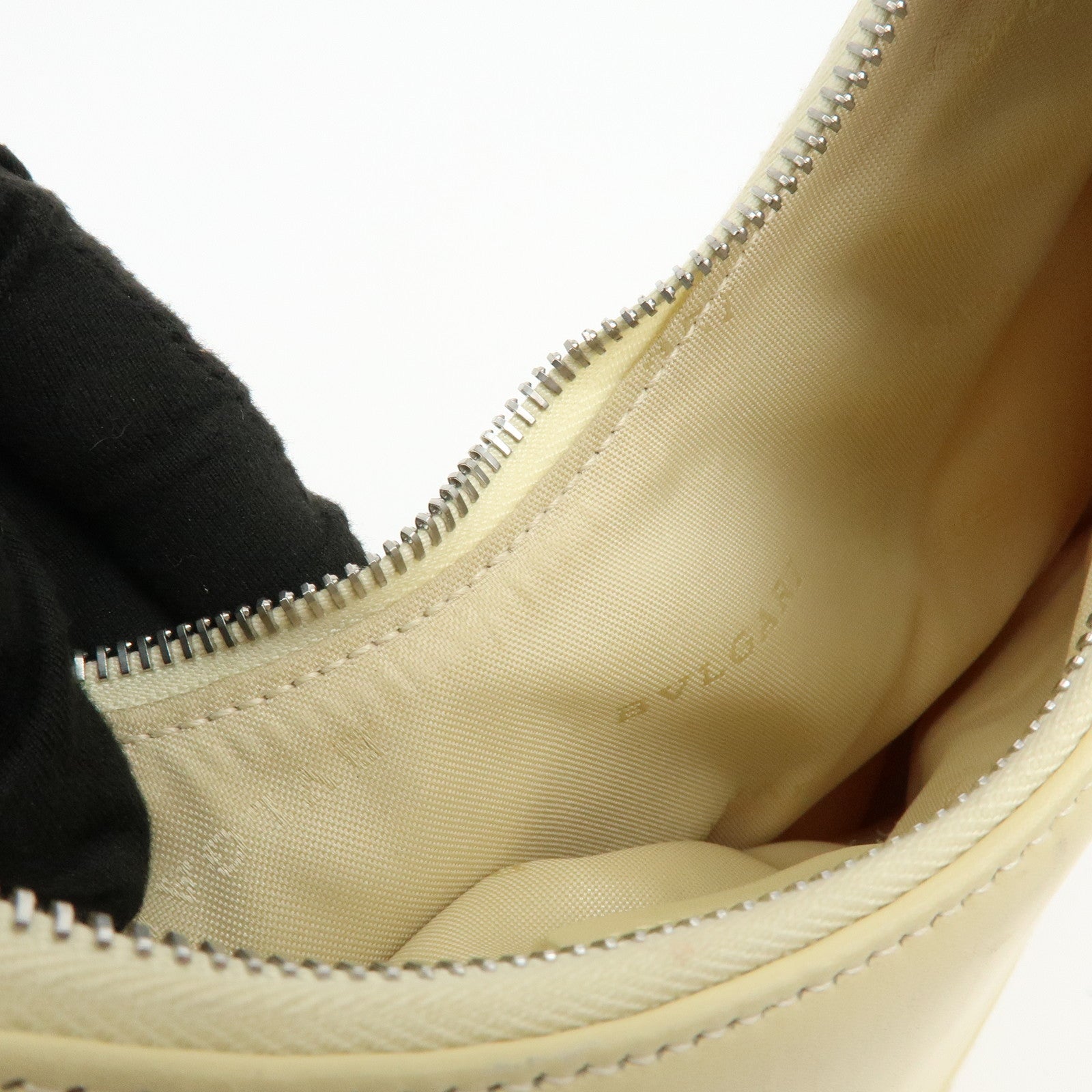BVLGARI Logo Mania Canvas Leather Shoulder Bag Yellow Beige