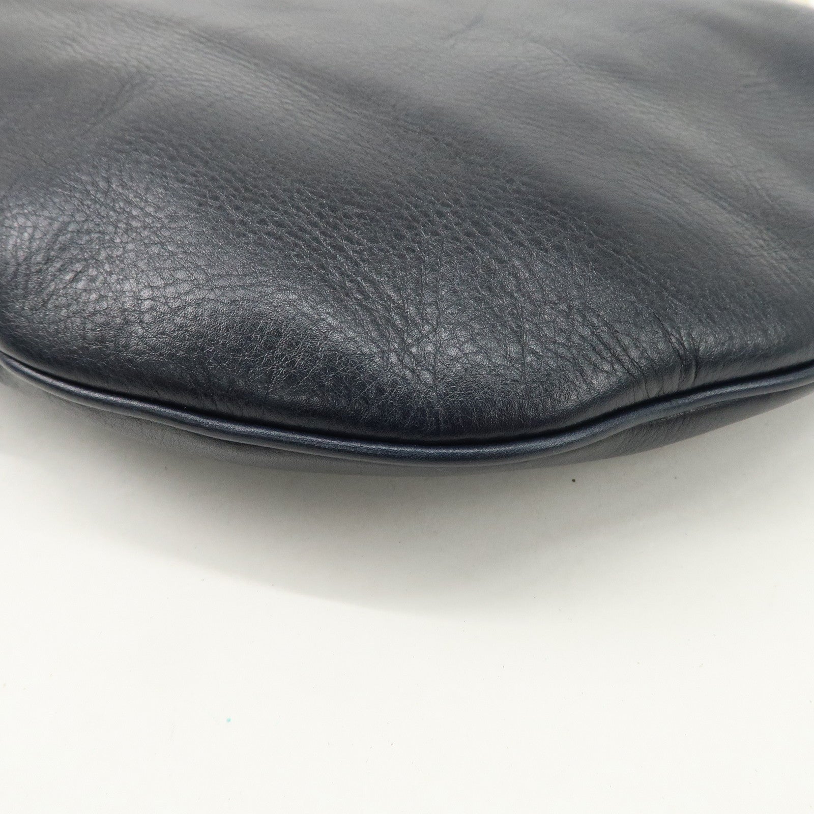 GUCCI Sherry Leather One Shoulder Bag Hand Bag Dark Navy Gold Hardware Used