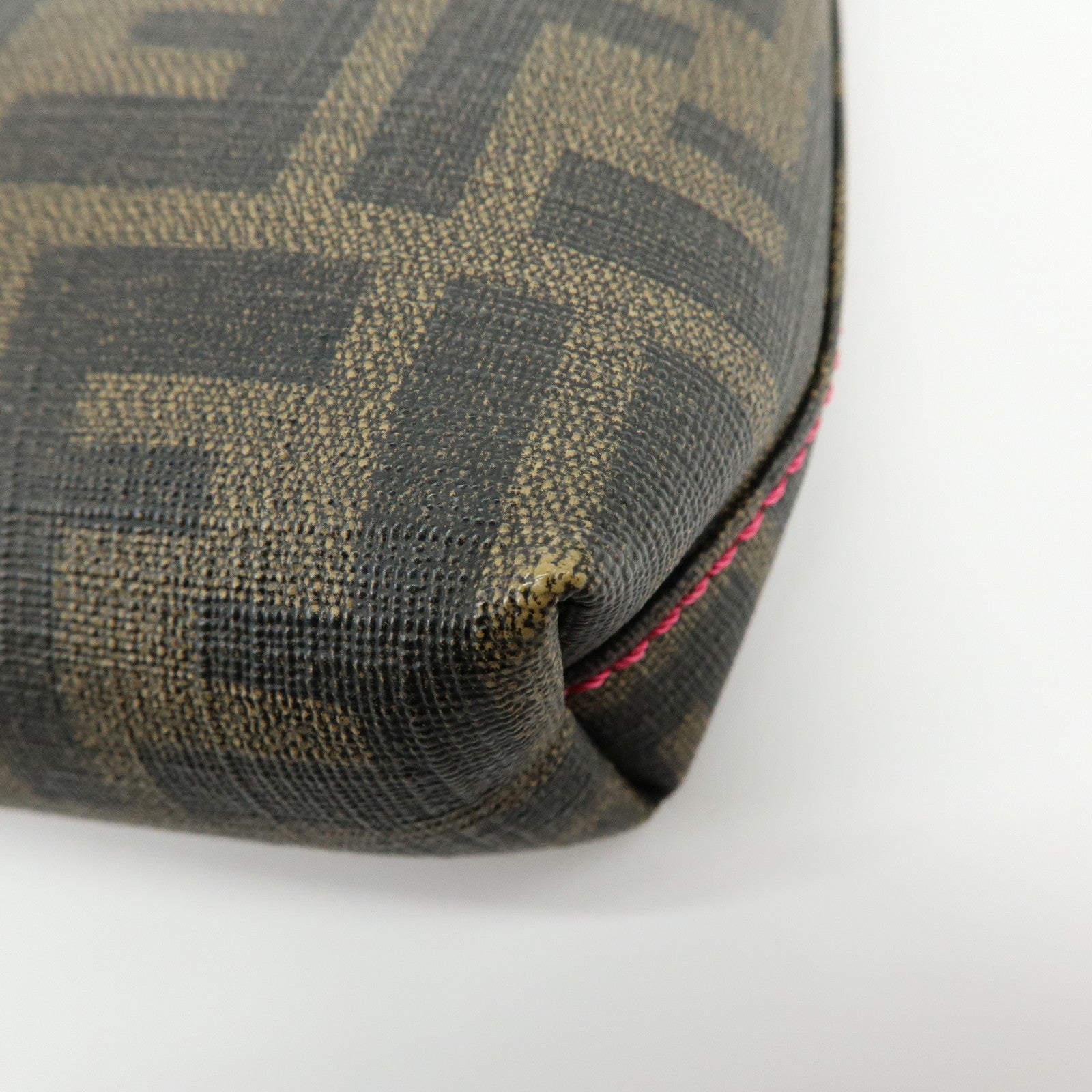 FENDI Zucca Print PVC Chain Accessory Pouch Hand Bag Pink 8BR592