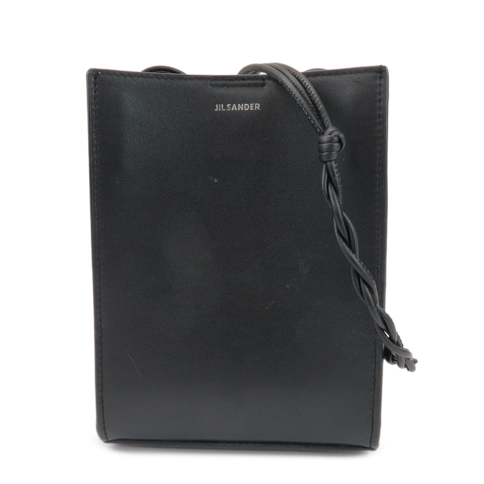 JIL SANDER Tangle Leather Shoulder Bag Crossbody Bag Black