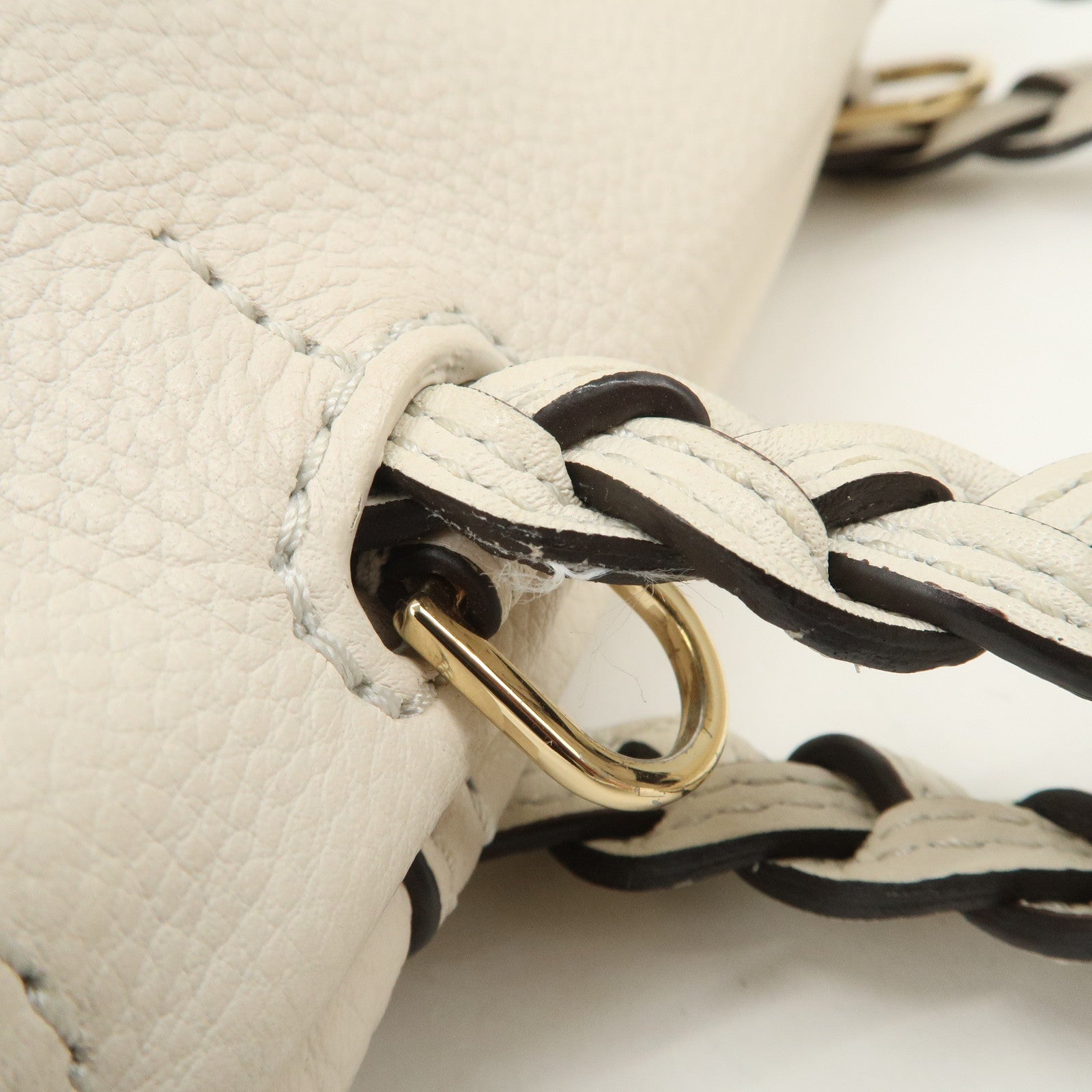 TORY BURCH Logo Leather 2Way Bag Hand Bag Shoulder Bag Ivory