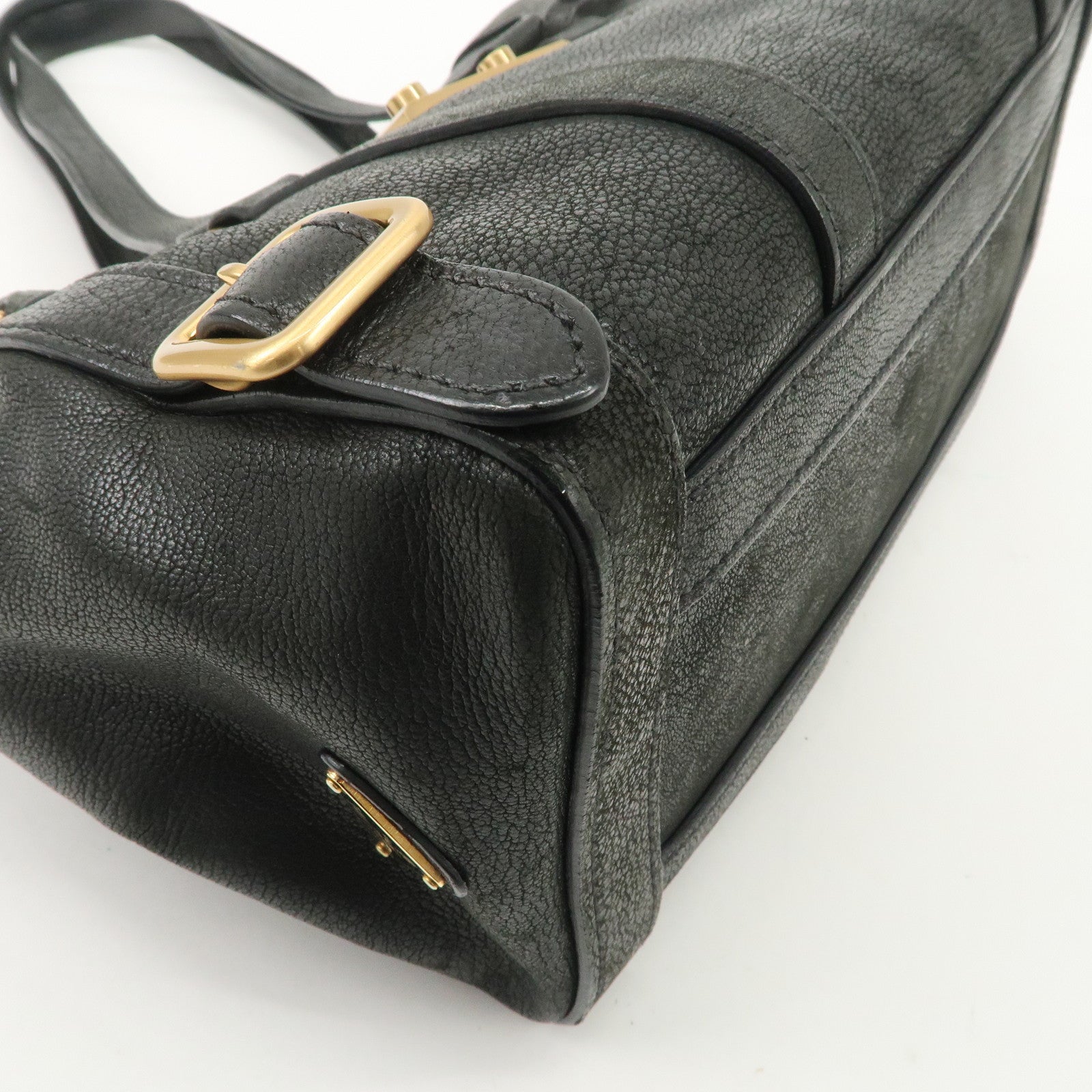 PRADA Leather Shoulder Bag Hand Bag Black BR3027 Used