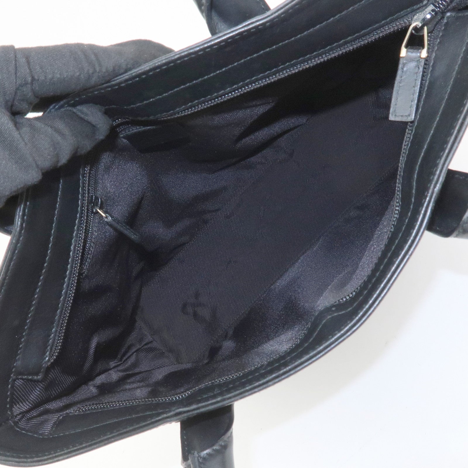 GUCCI GG Monogram Canvas Leather Tote Bag Hand Bag Black 002.1119