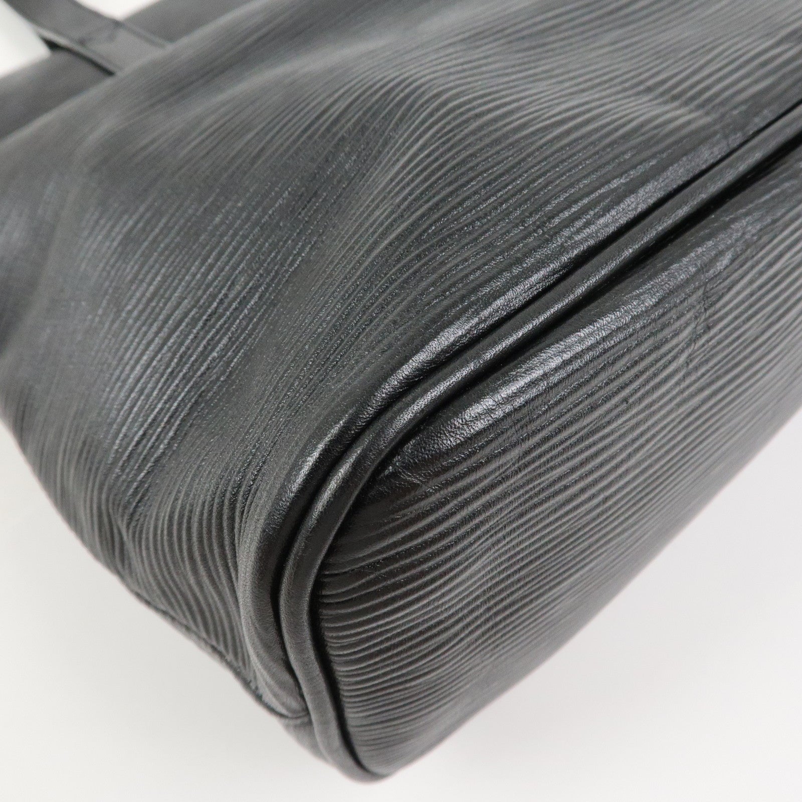FENDI Logo Leather Tote Bag Hand Bag Shoulder Bag Black