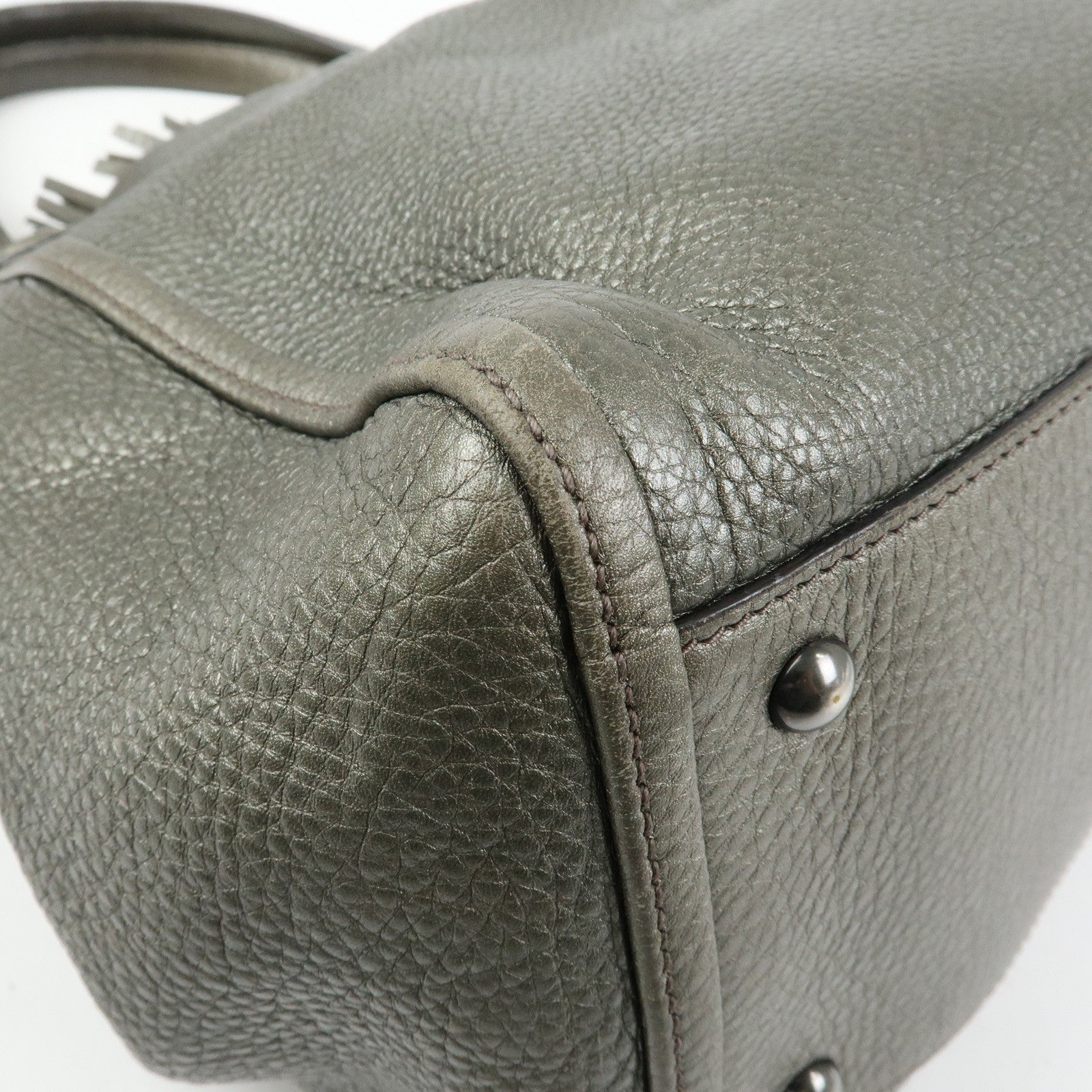 GUCCI SOHO Interlocking G Leather Tote Bag Hand Bag Silver 282309