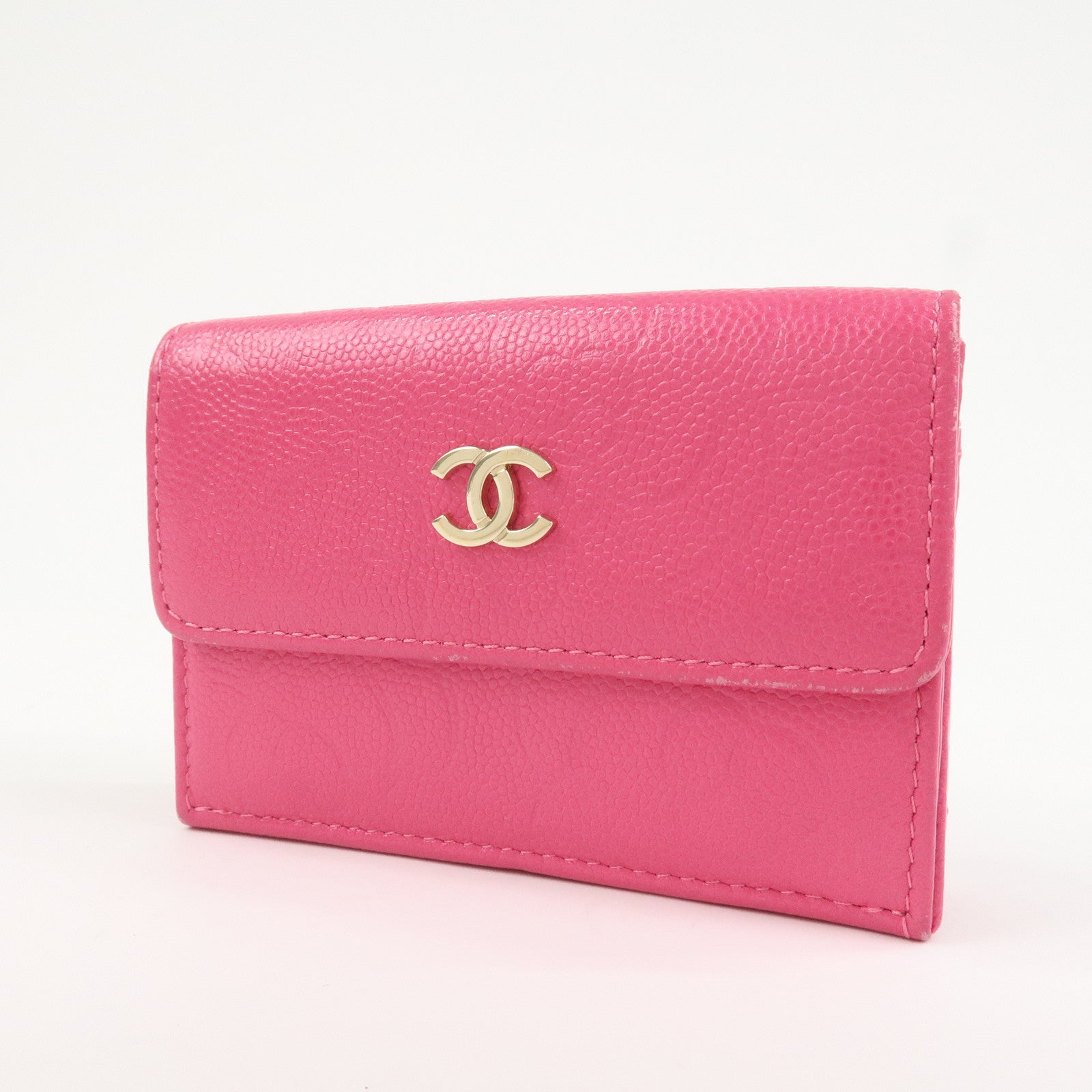 CHANEL COCO Mark Camellia Tri-fold Compact Wallet Pink AP0116