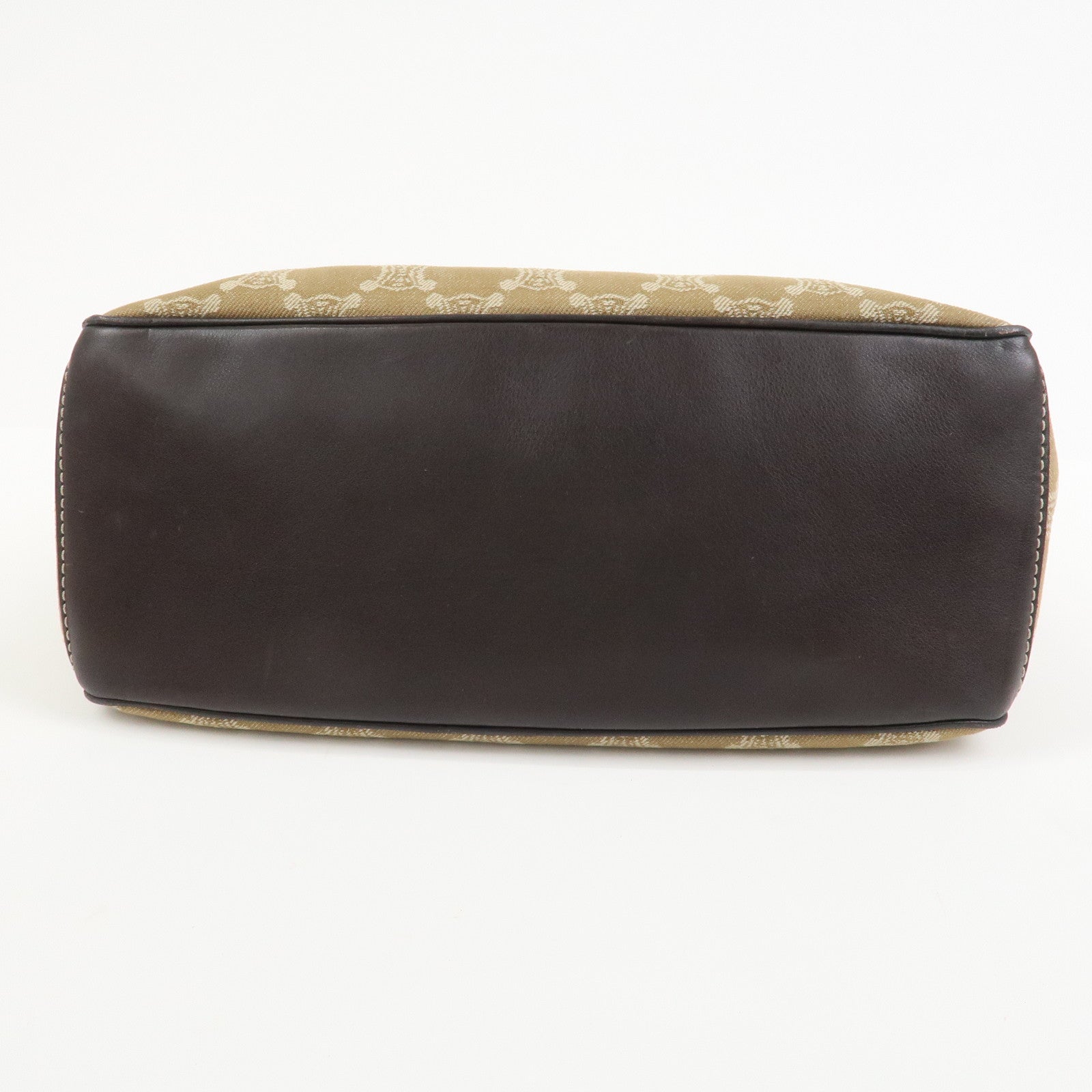 CELINE Macadam Denim Leather Boogie Bag Hand Bag Tote Bag Brown