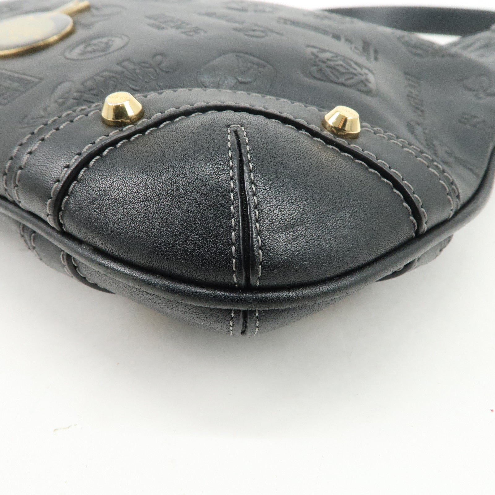 LOEWE 160th Anniversary Leather Shoulder Bag Hand Bag Black Gold