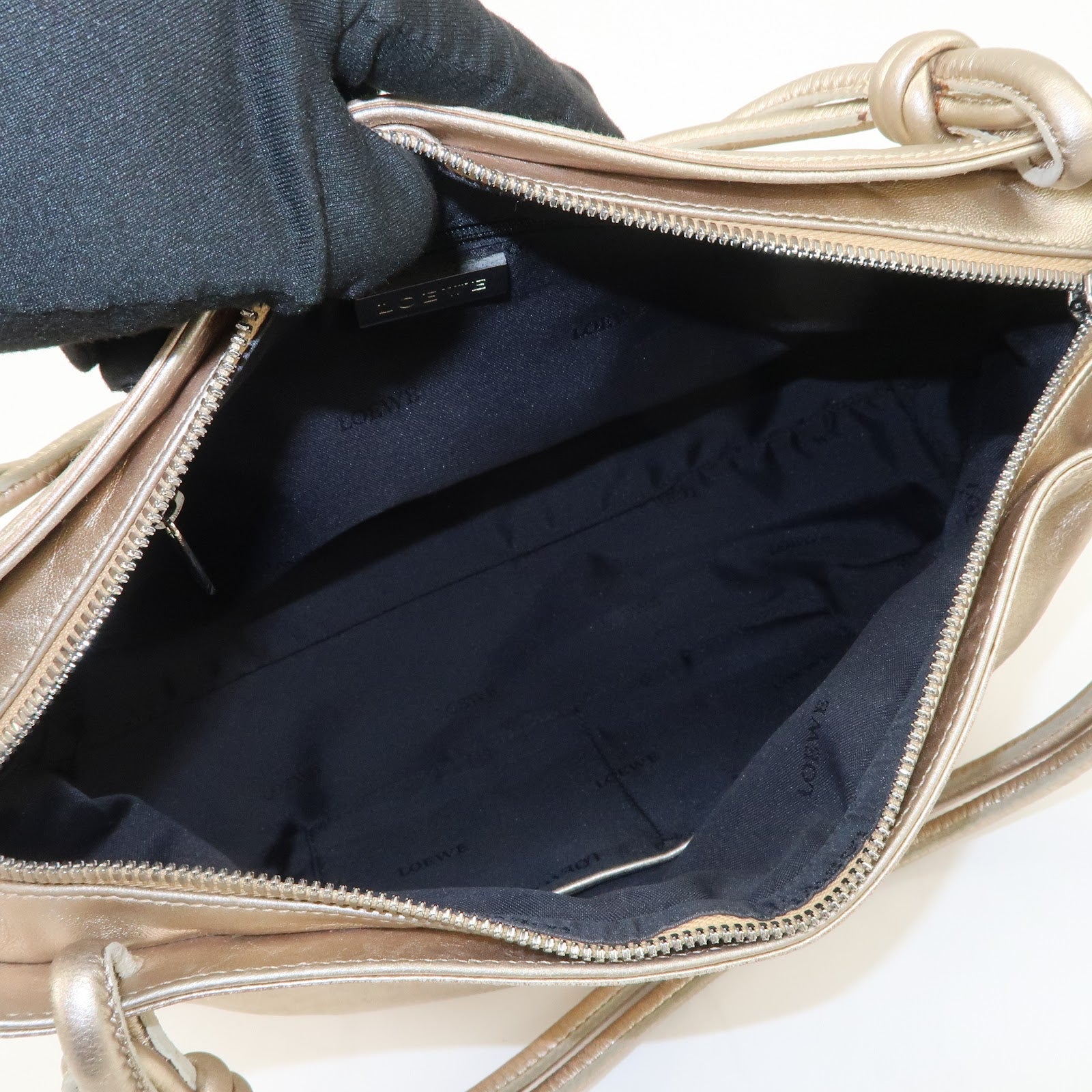 LOEWE Anagram Nappa Leather Hand Bag Shoulder Bag Champagne Gold