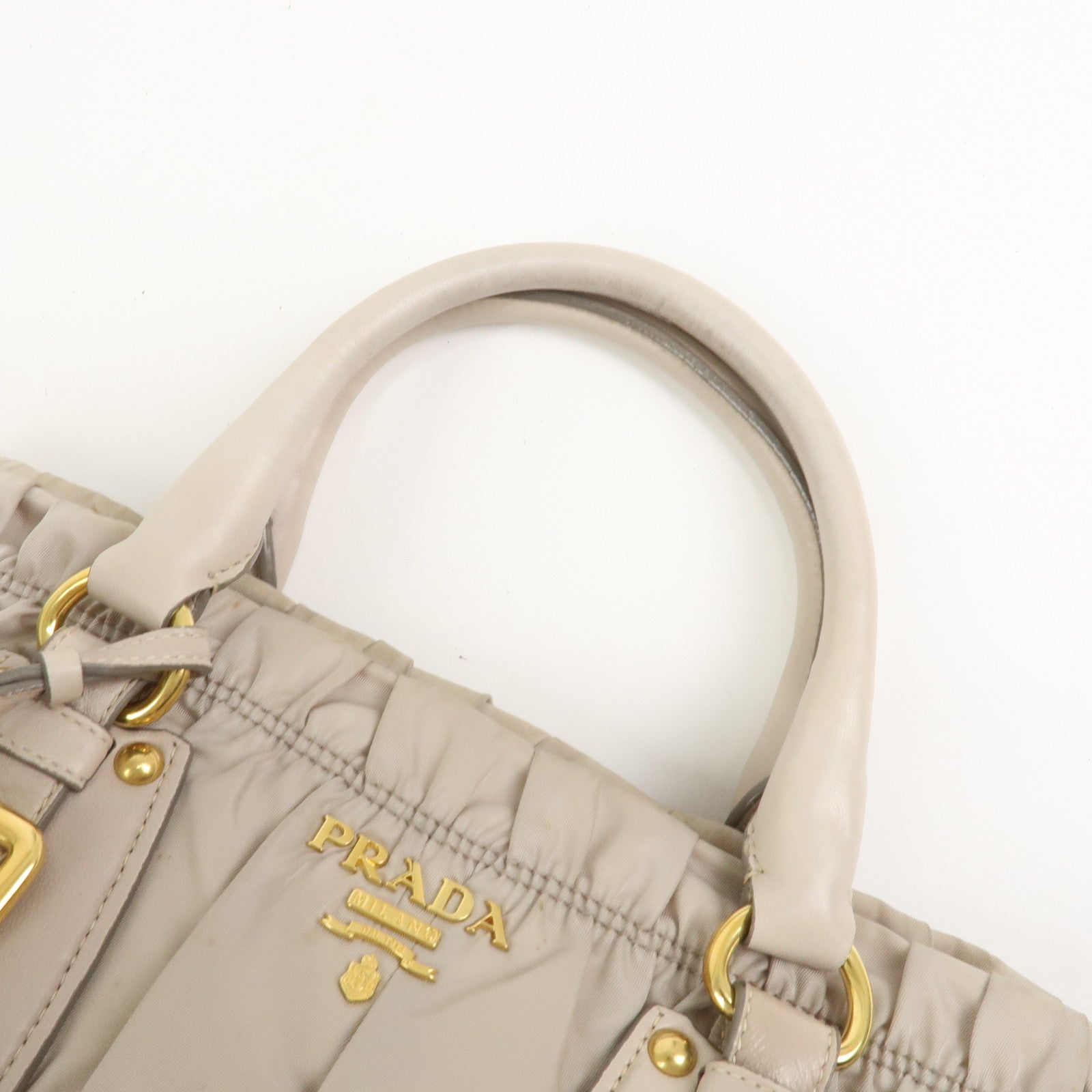 PRADA Nylon Leather 2Way Bag Hand Bag Shoulder Bag Gray BN1407