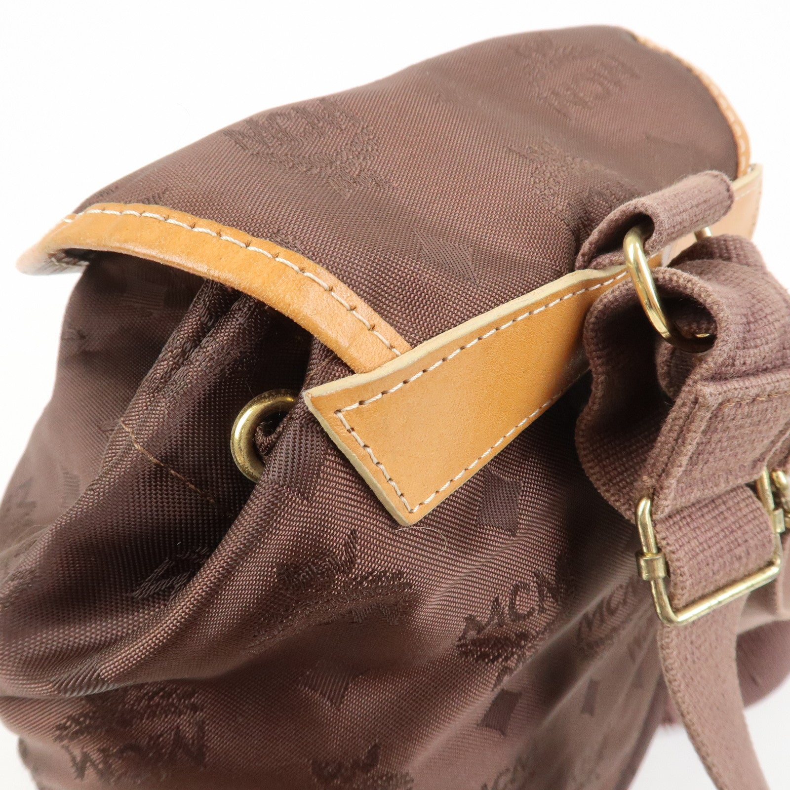 MCM Visetos Nylon Leather Backpack Rucksack Brown