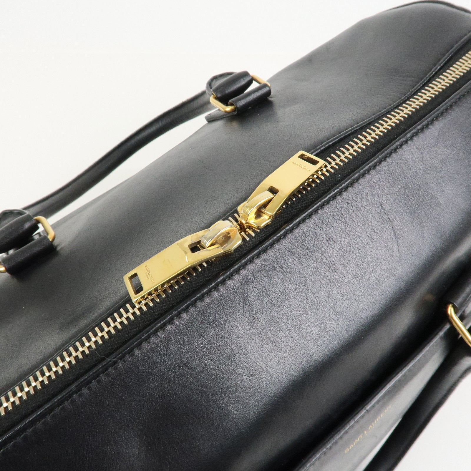 SAINT LAURENT PARIS Duffle 6 Leather 2Way Bag Hand Bag Black 322049