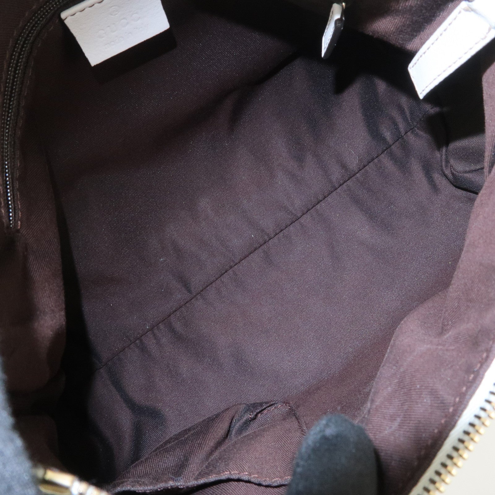 GUCCI Abbey Leather GG Canvas Shoulder Bag Beige White 190525