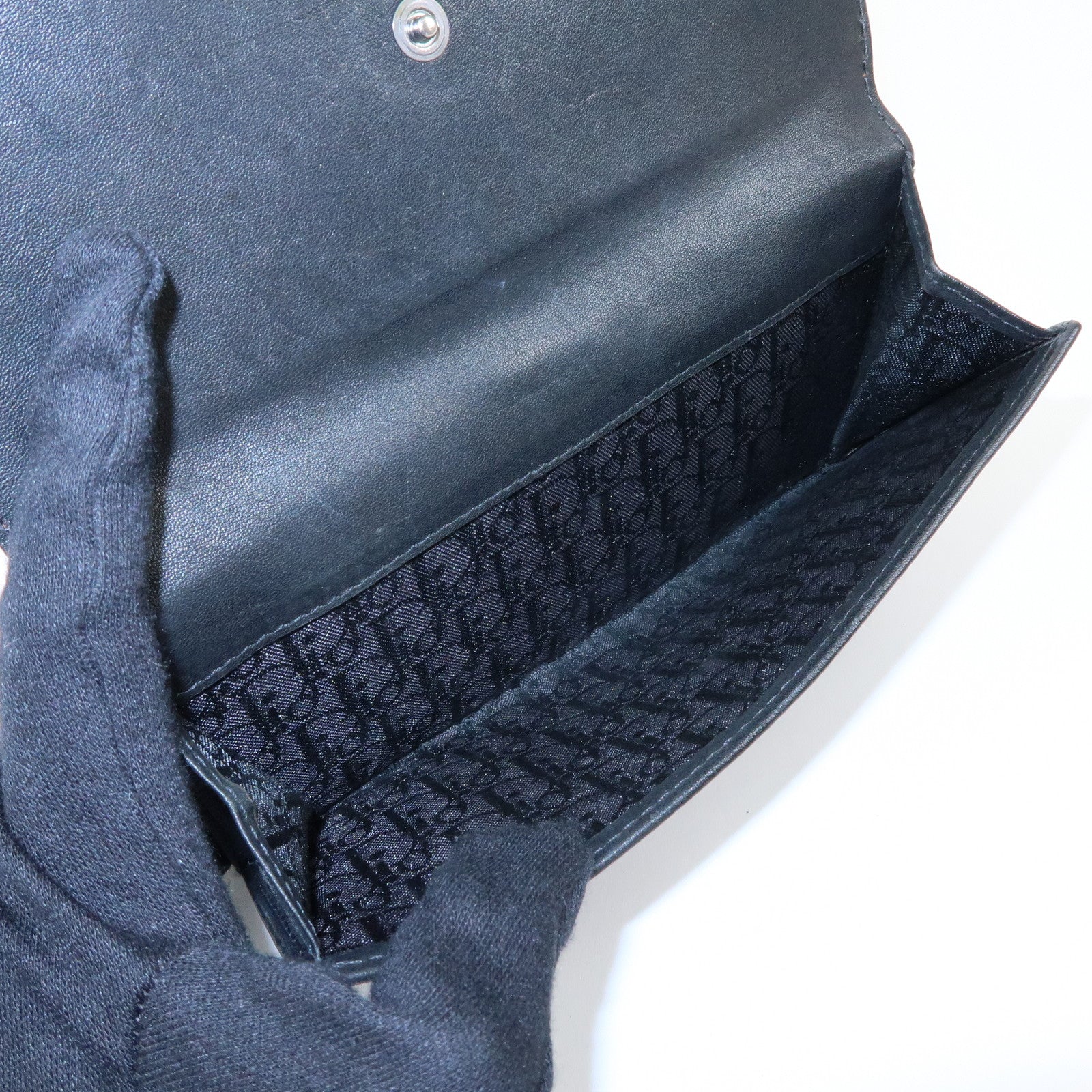 Christian Dior Gaucho Leather Long Wallet Belt Black