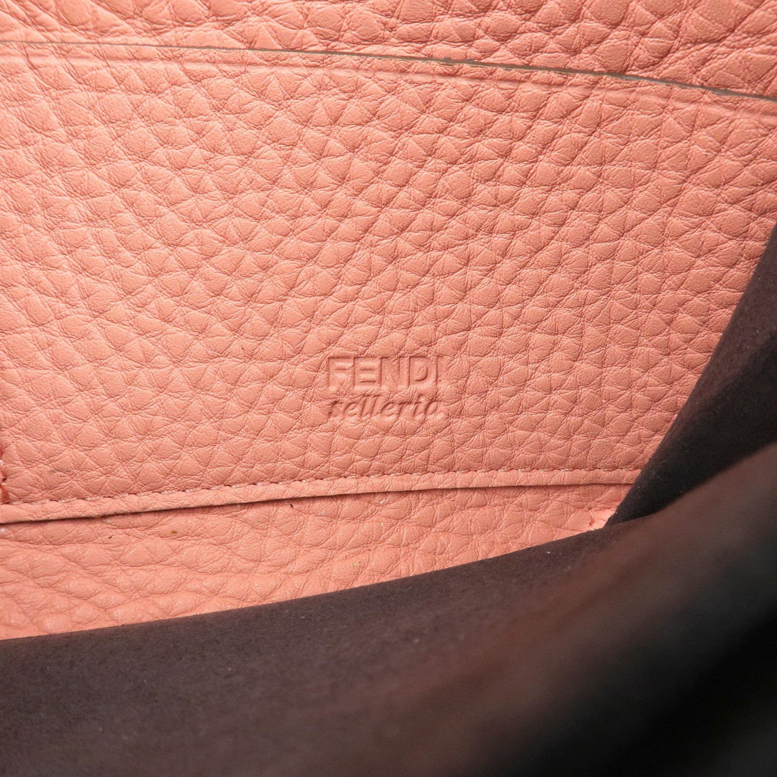 FENDI Leather Round Zippy Long Wallet Pink 8M0299