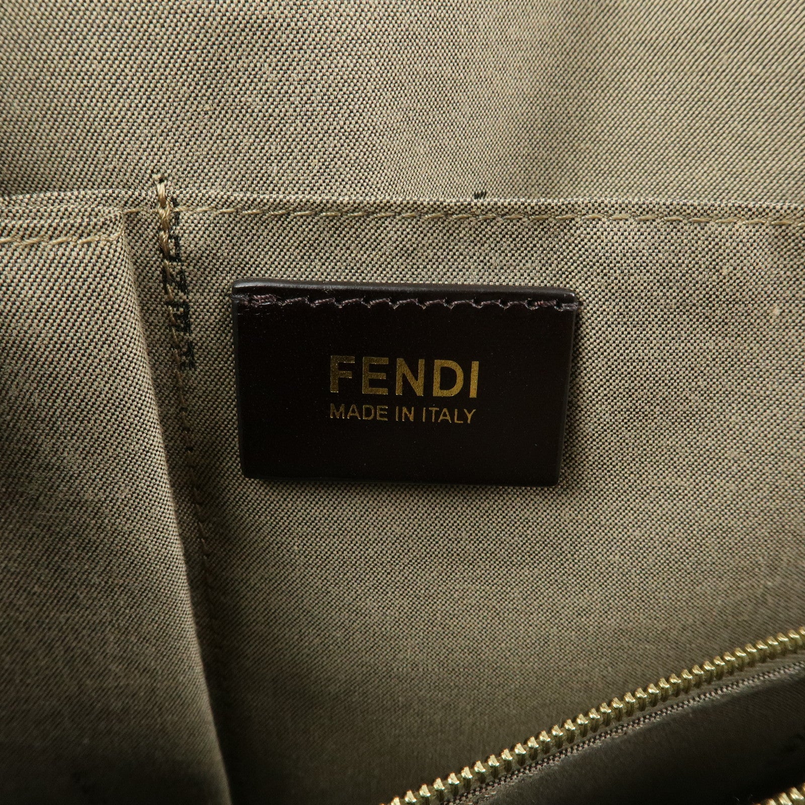 FENDI Chameleon Leather Hand Bag Tote Bag Beige 8BL114