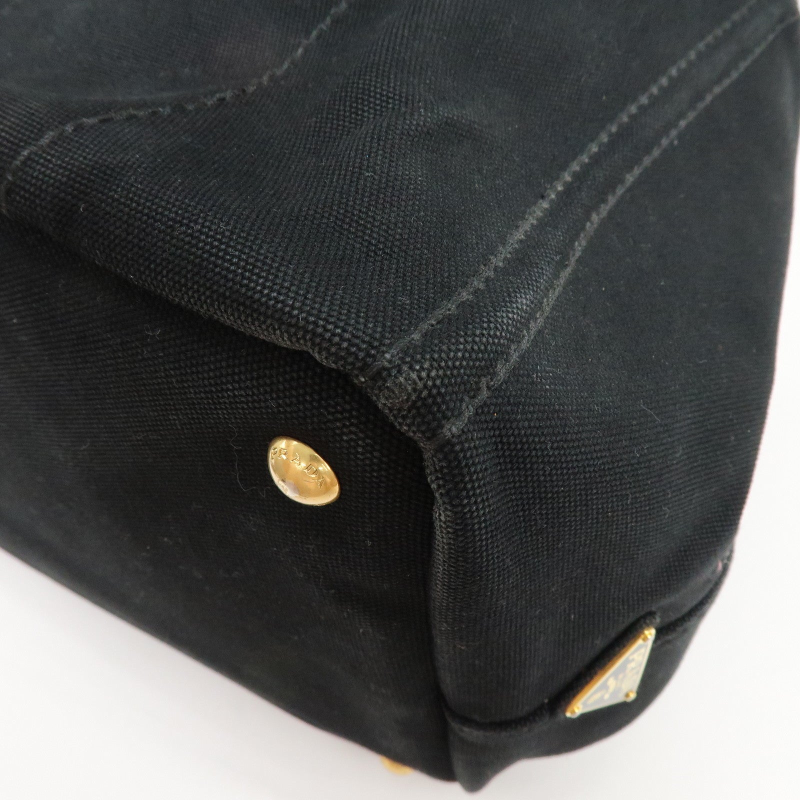 PRADA Logo Canapa Canvas 2Way Bag Tote Bag Hand Bag Black B1877G